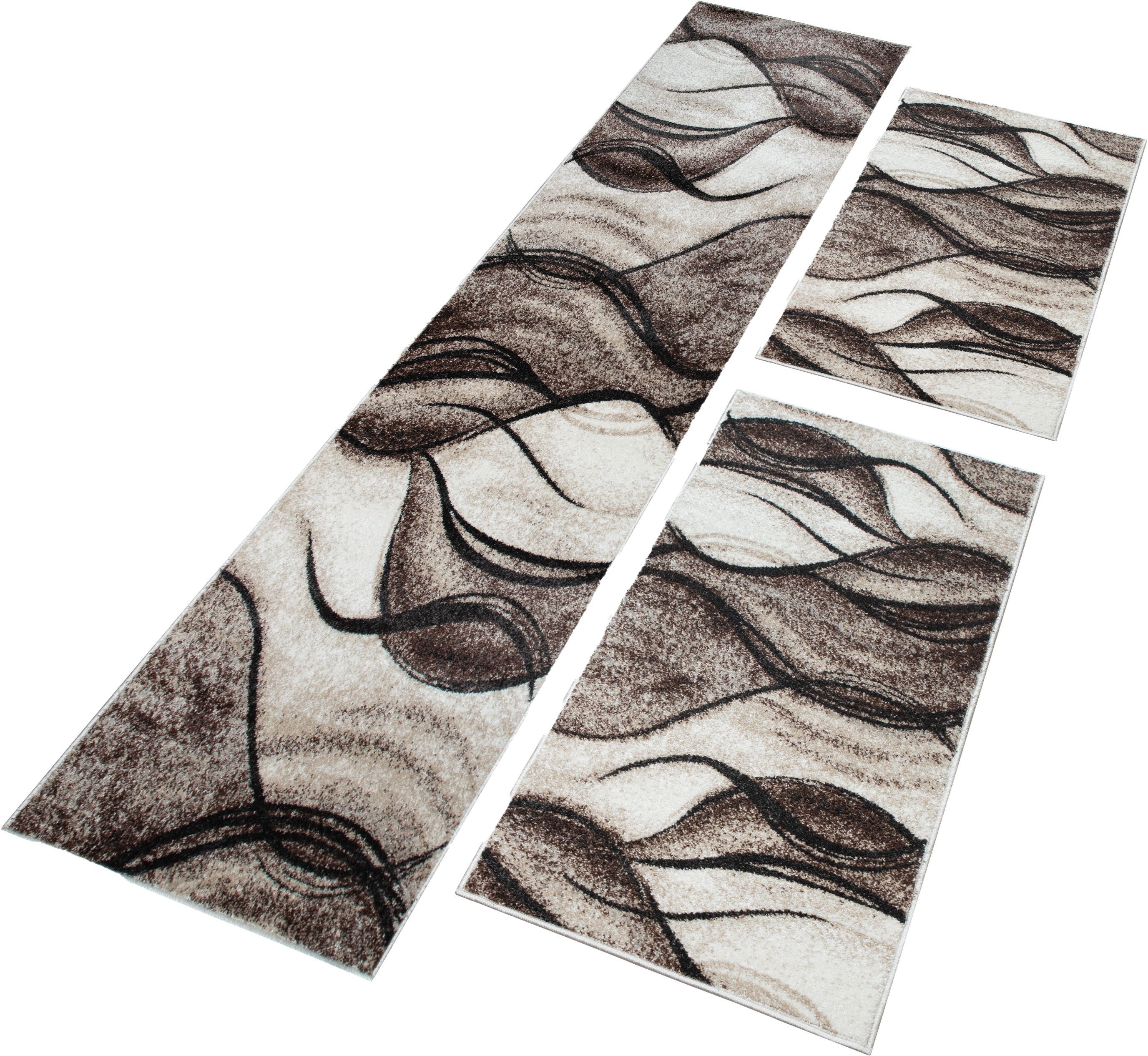 OTTO home Bettumrandung Tritom, Höhe 9 mm, (3-tlg), mit besonders weichem Flor, Kurzflor, modernes Wellen Muster