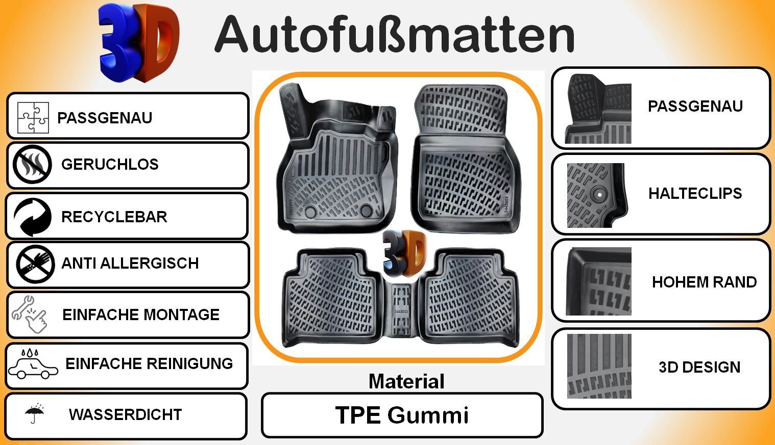 Trimak Auto-Fußmatte, Trimak Renault ZOE Autofußmatten (e-Autos) Gummimatten