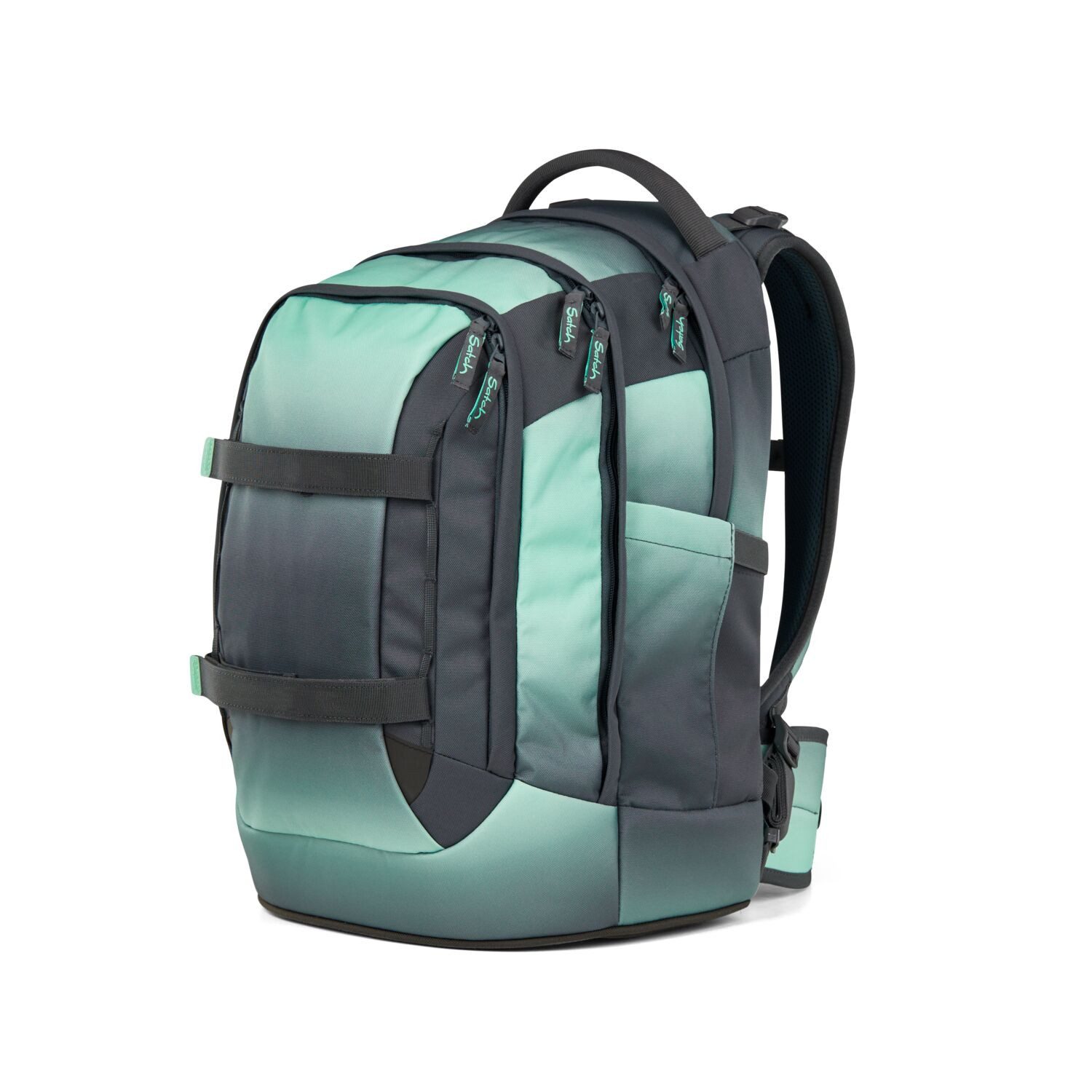 Satch Schulranzen Schulrucksack-Set PACK Gradient Mint 3-teilig (3-teilig), ergonomisch, Your-Size-System: auf Körpergröße anpassbar