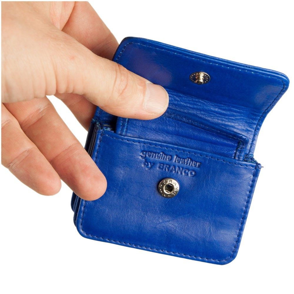 BRANCO Mini Geldbörse Sehr Kleine Geldbörse / Mini Münzbörse, Leder Azur-Blau, Branco 108 – Bild 2 von 5