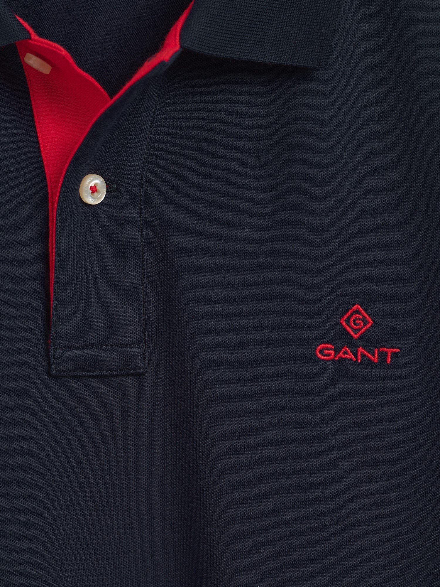 Dunkelblau Gant Shirt mit kontrastfarbener Rugger Piqué Poloshirt Poloshirt