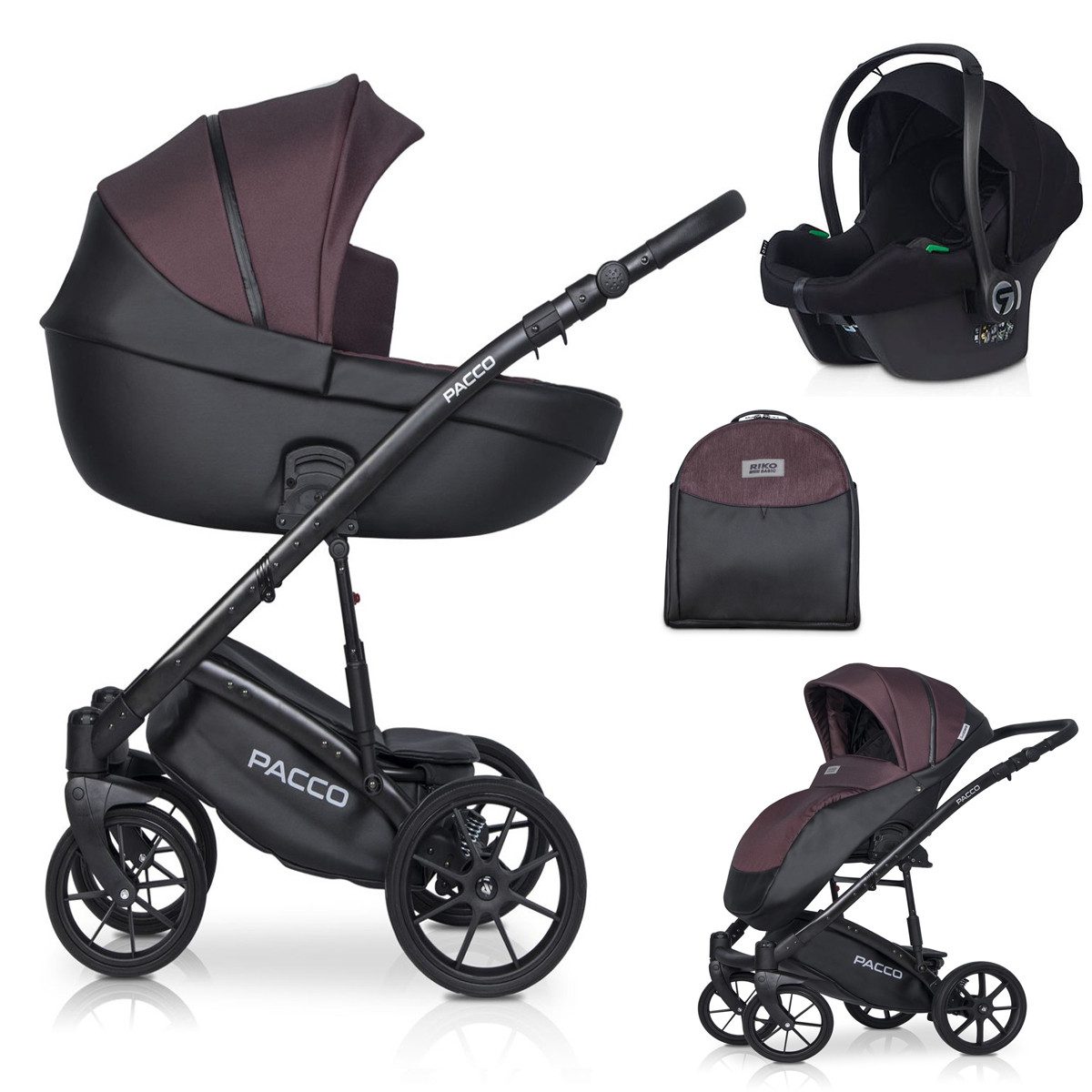 Coletto Kombi-Kinderwagen Pacco 4 in 1 inkl. Sportsitz, Autositz und Zubehör in 7 Farben