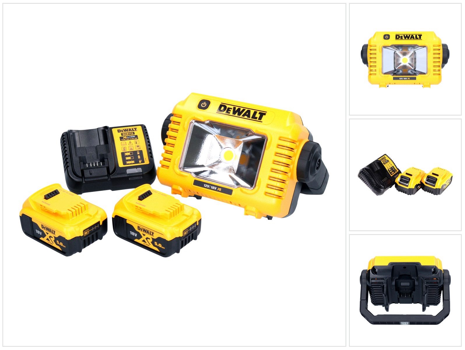 DeWalt Baustrahler DCL 077 P2 Akku LED Arbeitsstrahler 12 V 18 V 2000 lm IP54 + 2x Akku