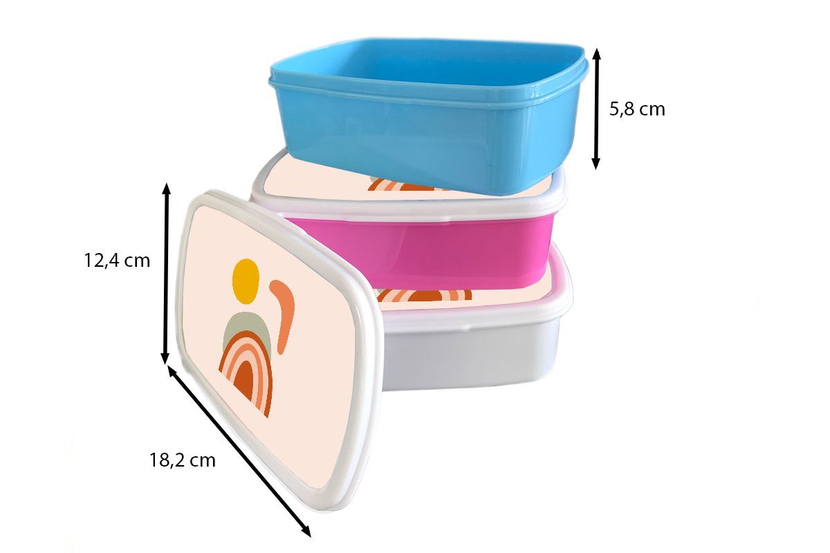 Mädchen, Pastell Regenbogen, (2-tlg), Snackbox, Lunchbox Kunststoff Erwachsene, Kunststoff, Sommer Brotbox - - MuchoWow rosa Brotdose für Kinder,