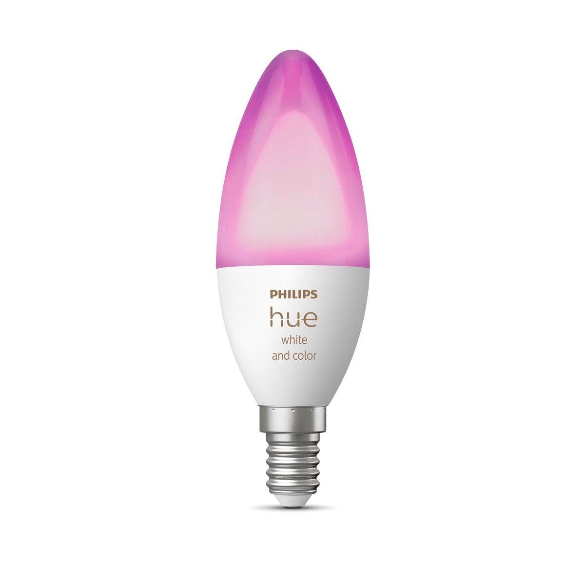 Philips Hue LED-Leuchtmittel E14 LED Leuchtmittel Kerze Einzelpack, E14, Farbwechsler