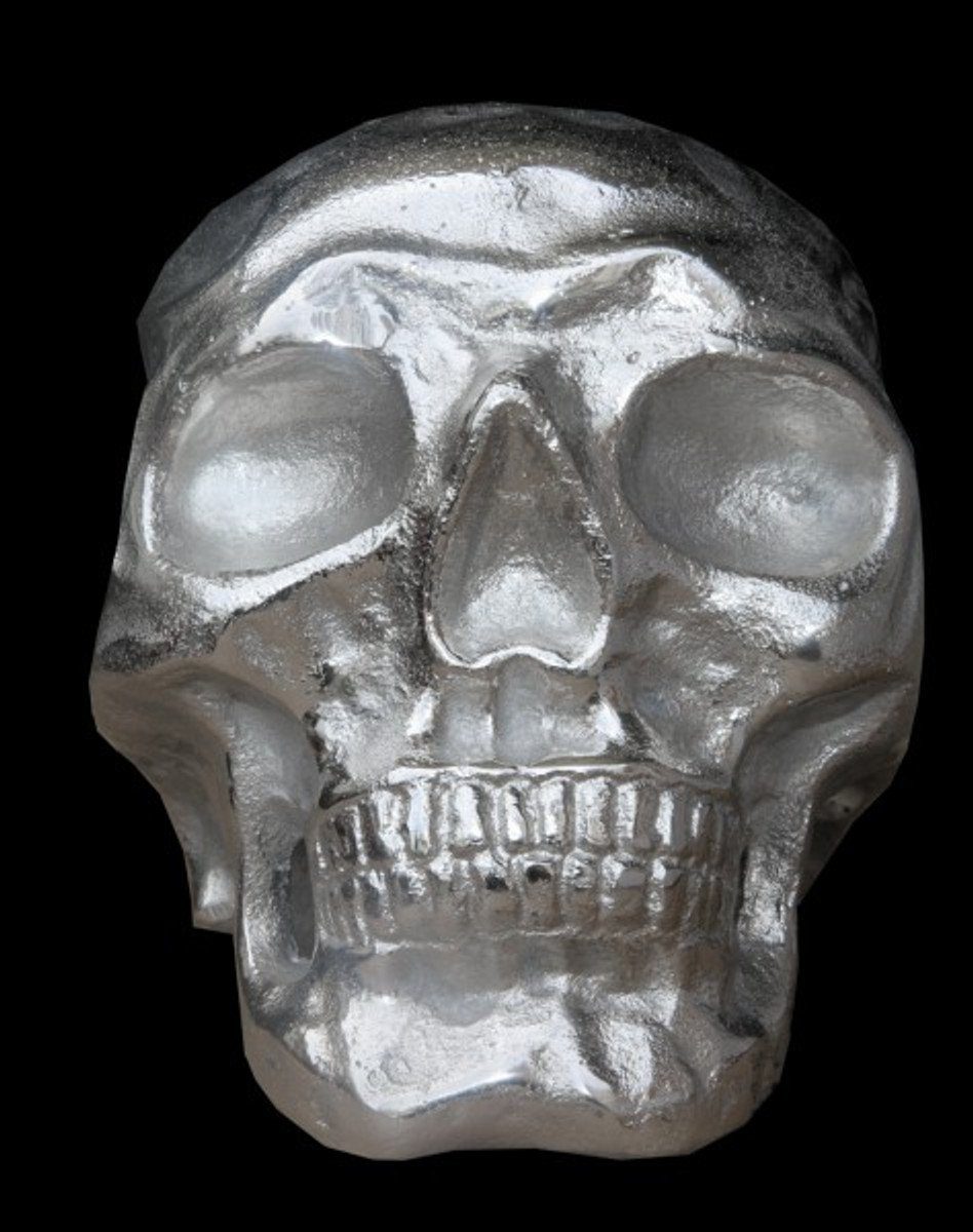 edle Skulptur Casa Aluminium Breite - 18 cm, Padrino Höhe aus Dekofigur Casa Totenkopf silber cm, Designer Mod1L vernickelt 16,5 14 cm, Padrino Skull Tiefe