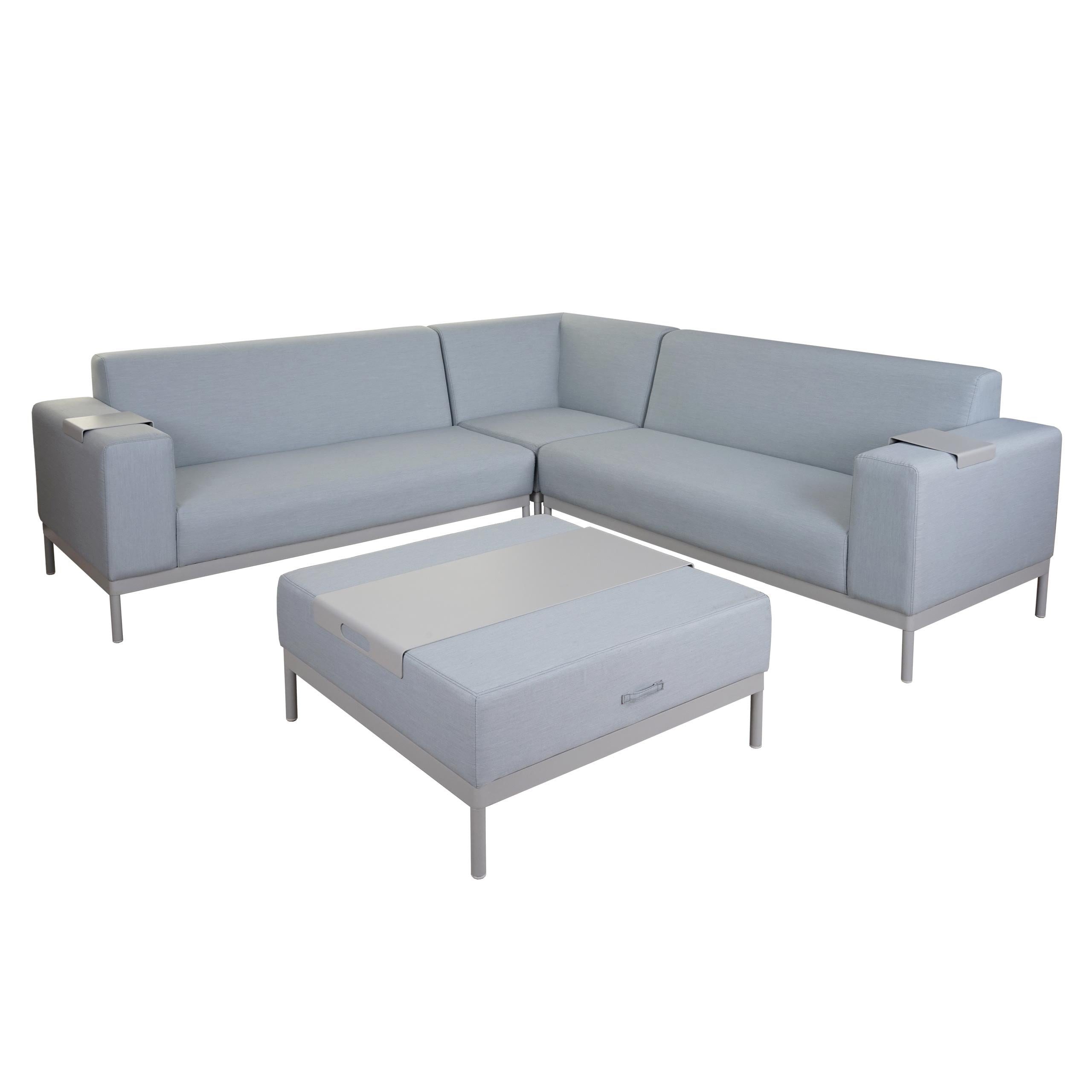 PROREGAL® Gartenlounge-Set Alu-Garten-Garnitur Sofa Stoff/Textil Blau mit/ohne Ablage/Kissen