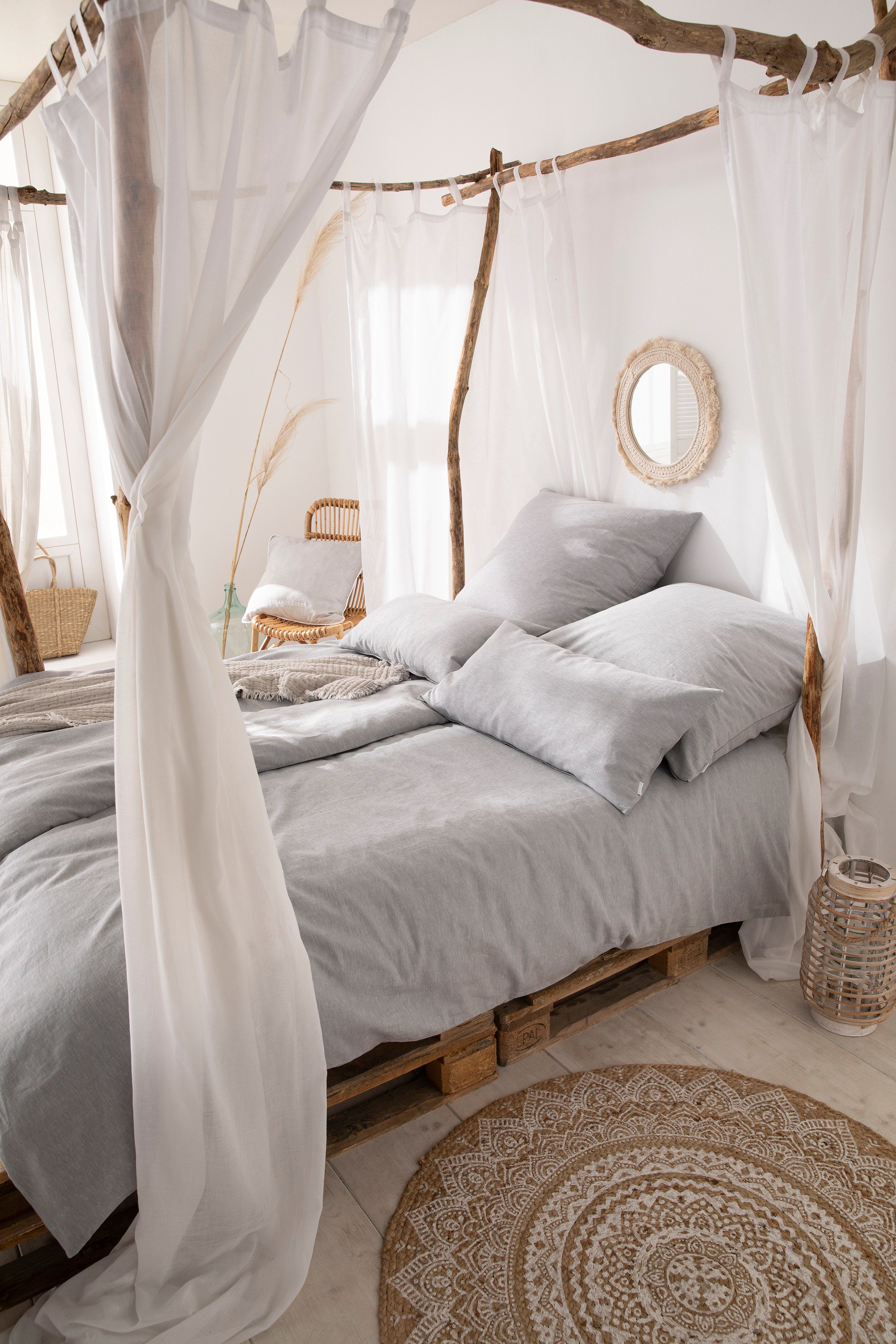 Estella Bettwäsche Estella Halbleinen Sommer Bettwäsche 135x200 Alvaro grau günstig online kaufen