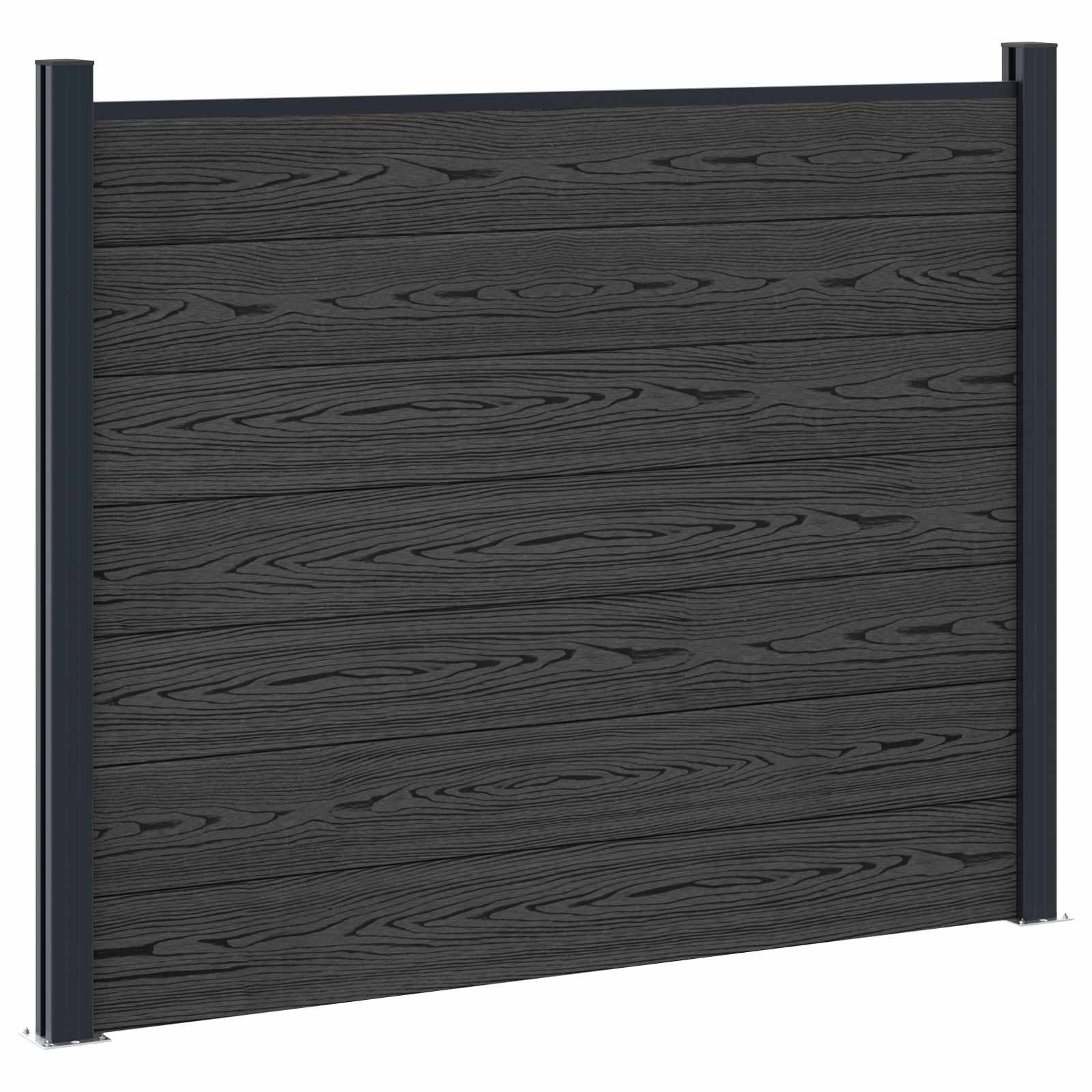 vidaXL Gartenzaun Zaunelement WPC und Aluminium Schwarz, (1-St), Zaunelement WPC und Aluminium Schwarz