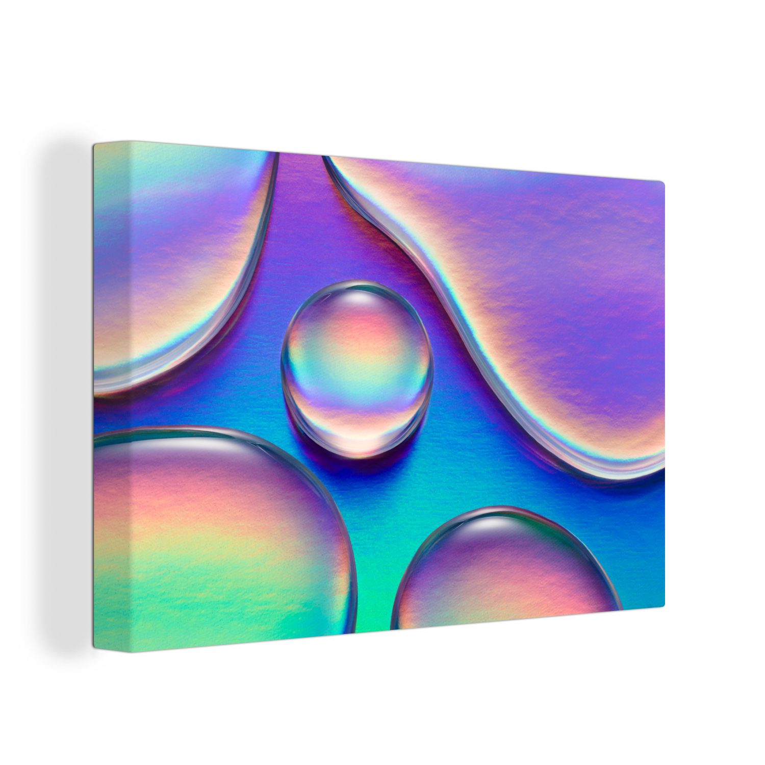 OneMillionCanvasses® Leinwandbild Wasser - Regenbogen - Abstrakt, (1 St), Wandbild Leinwandbilder, Aufhängefertig, Wanddeko, 30x20 cm