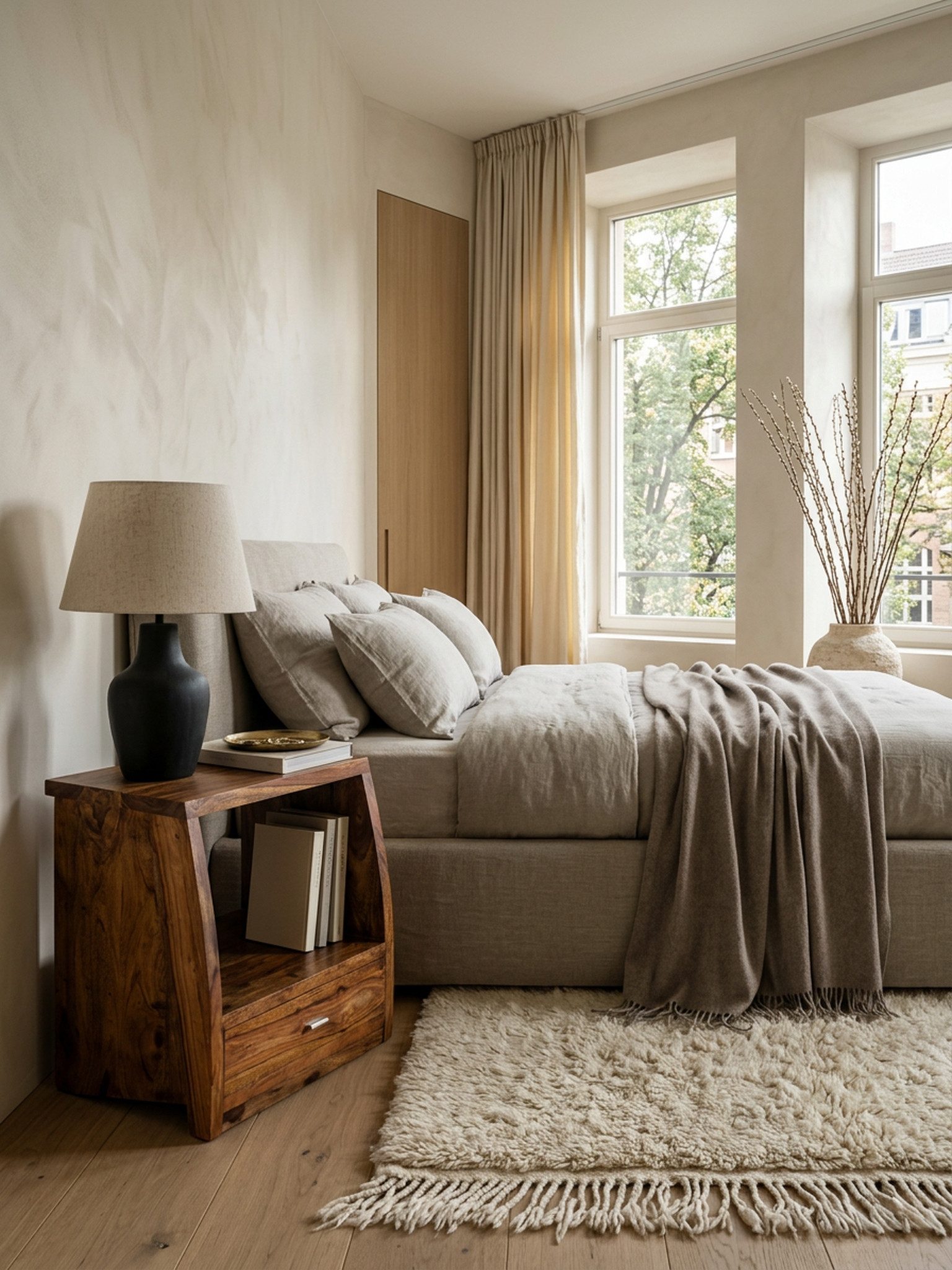 KADIMA DESIGN Nachttisch Nachttisch MUMBAI Massiv-Holz Nacht-Kommode 53 cm Schublade Holz, Schublade Ablage Nachtschrank Landhaus-Stil Echt-Holz