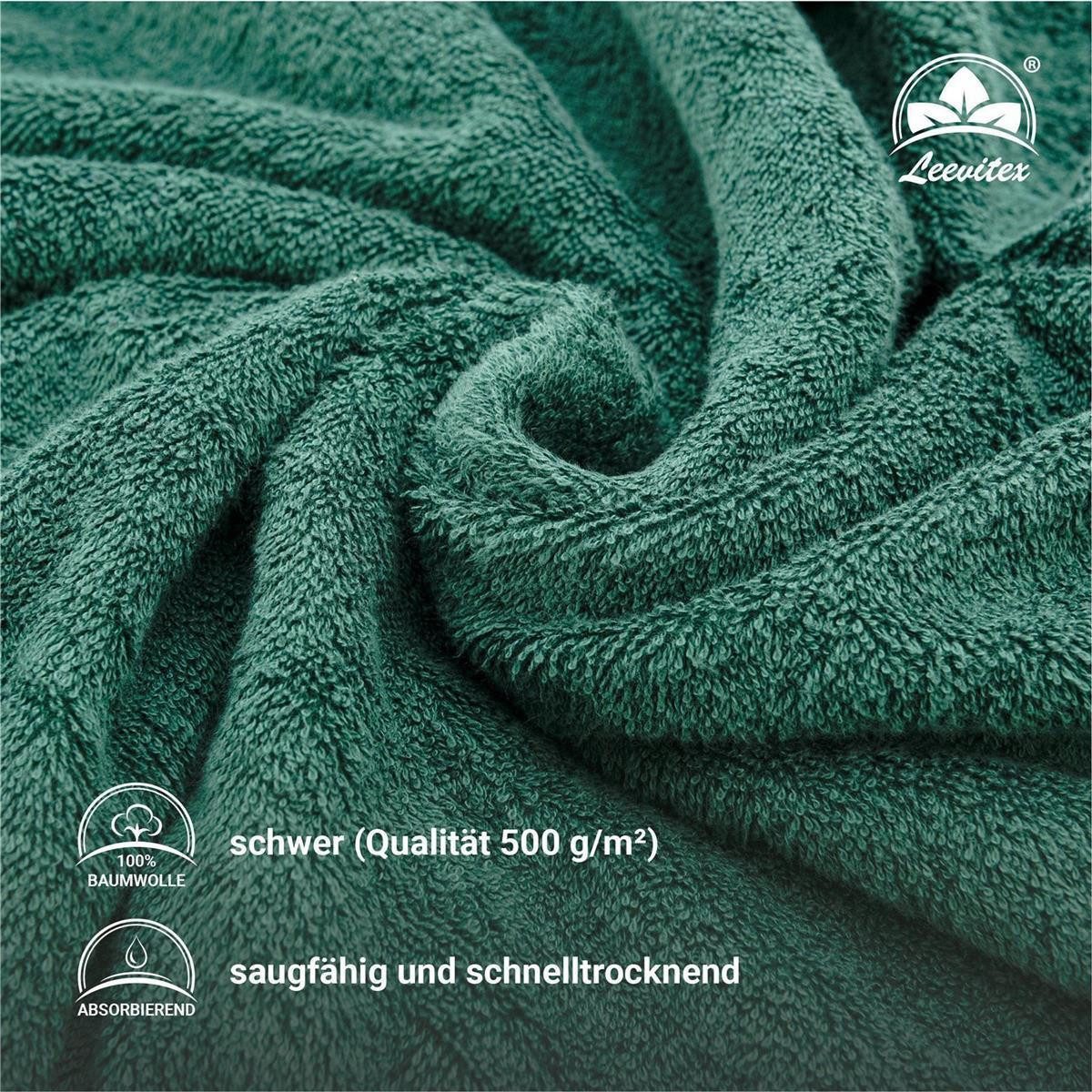 leevitex® Saunatuch, 80x200 cm, 100% Baumwolle, saugstark und fusselfrei, Frottee (1-St), OEKO-TEX® STANDARD 100 zertifiziert, gestreifte Bordüre
