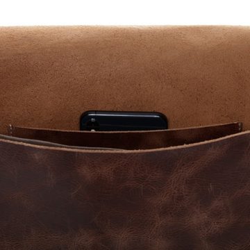 SID & VAIN Messenger Bag »DUNCAN«, Laptoptasche 15 Zoll echt Leder Unisex, Umhängetasche vintage-braun