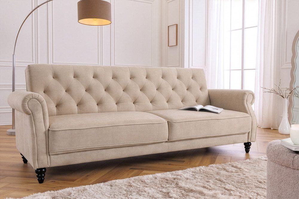 riess-ambiente 3-Sitzer MAISON BELLE AFFAIRE 220cm champagner beige - Samt, Schlaffunktion, Einzelartikel 1 Teile, Federung & verstellbarer Rückenlehne – ideal  – Bild 4 von 5