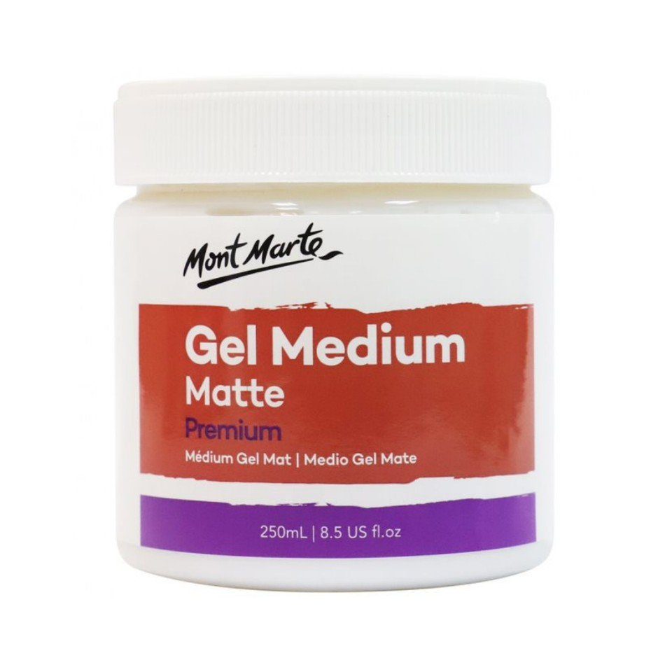 Mont Marte Bastelfarbe PREMIUM Gel Medium, Acrylfarben Malmittel, in 250 ml mit Matt-Effekt, Vermischbar & perfekt auf Acrylfarben abgestimmt, für cremige Цвета(ов)