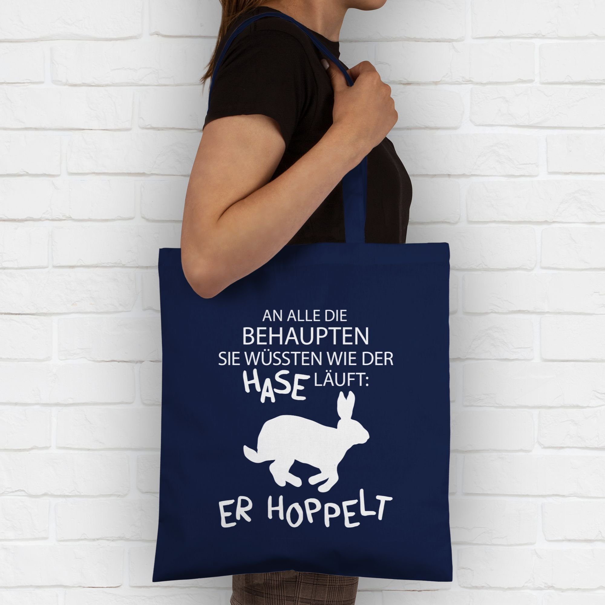 Shirtracer Umhängetasche An alle die wissen wie der Hase läuft er hoppelt I Hase hoppelt I Oste, Ostergeschenk Deko