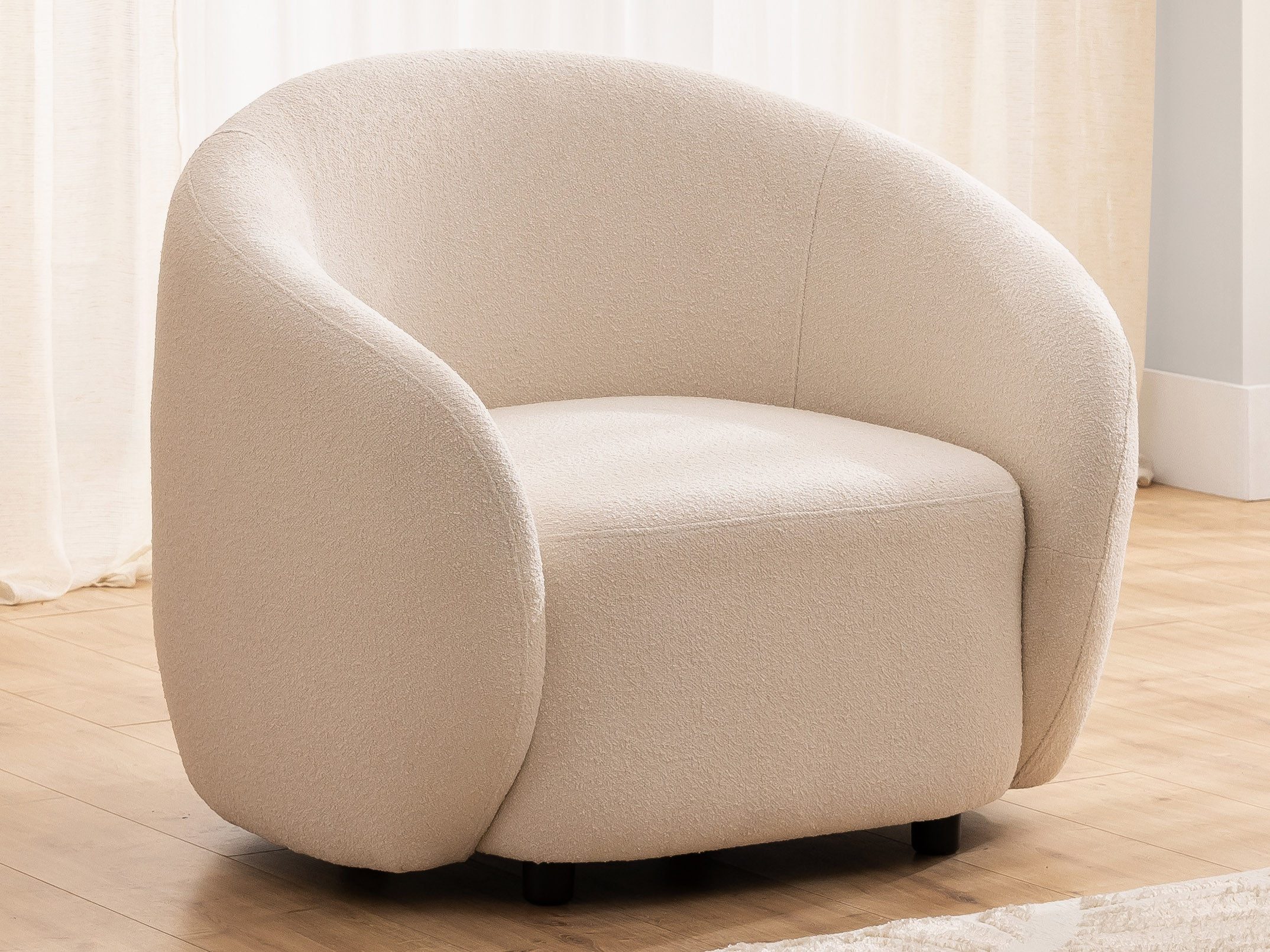 S-Style Möbel Cocktailsessel Roundi aus Bouclé, Luxus & Moderne Kollektion, mit geschwungener Form