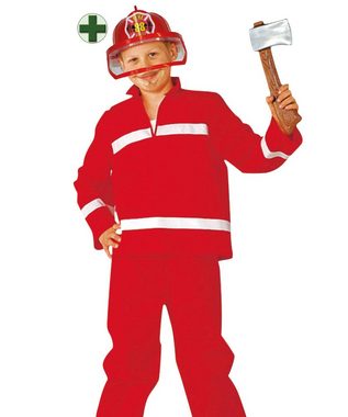Karneval-Klamotten Kostüm Feuerwehrmann rot Jungen mit Feuerwehrhelm, Kinderkostüm Feuerwehrkostüm Karneval