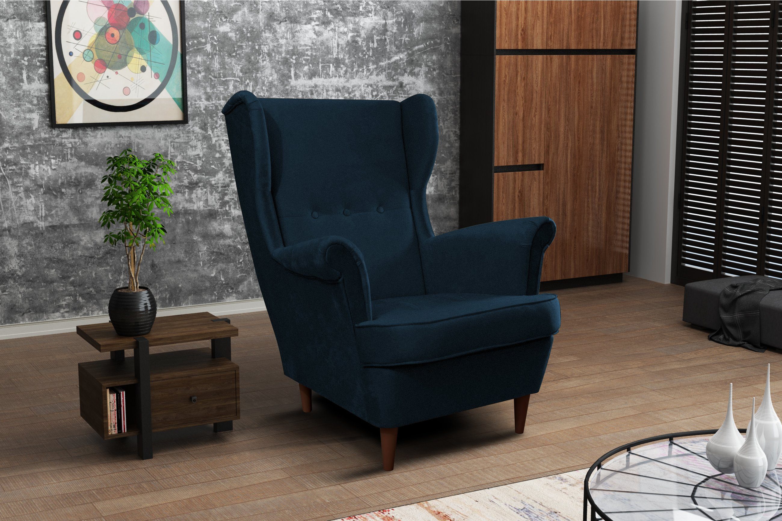 Unique Home Ohrensessel Sessel GM-RUF-KP, Ohrensessel, Farbe wählbar Kronos 9