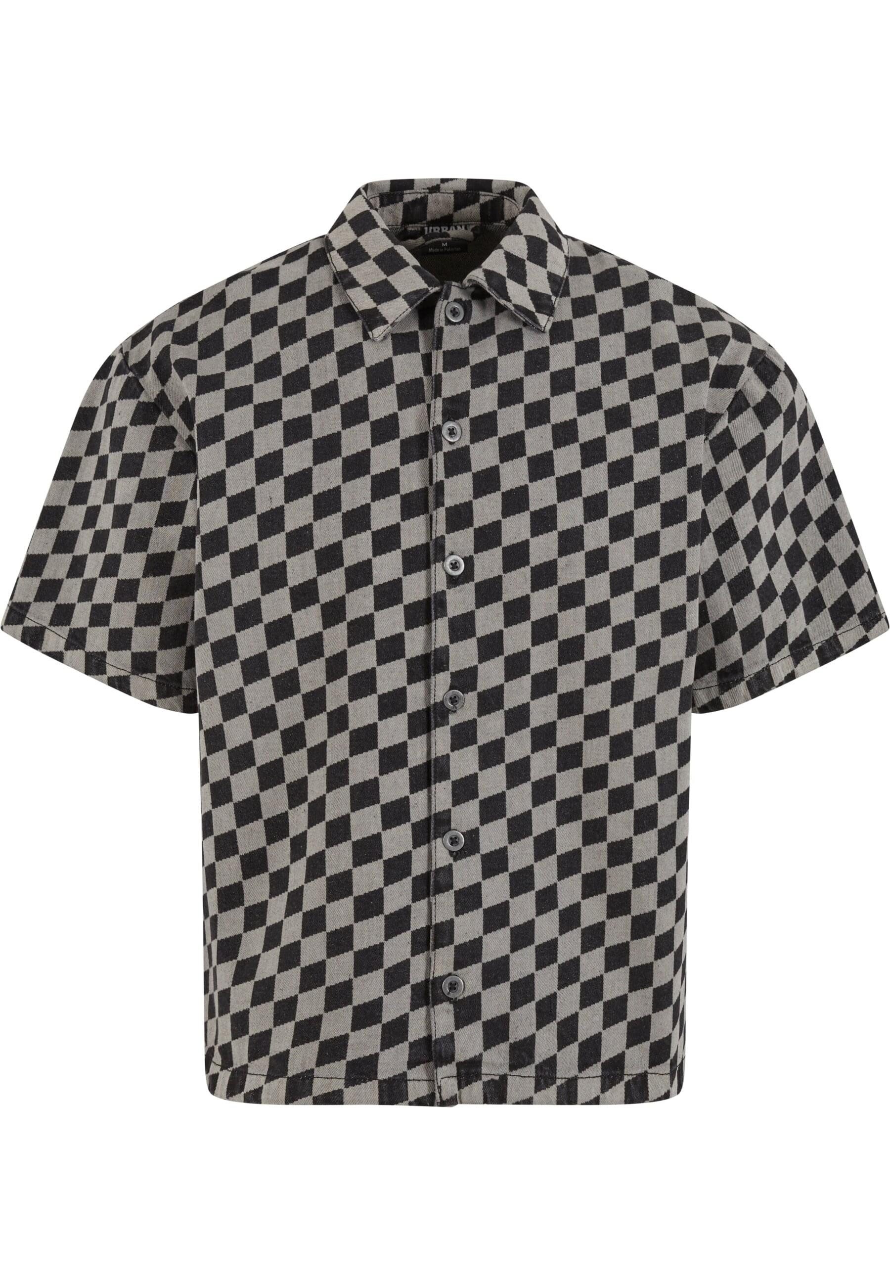 URBAN CLASSICS Langarm-Poloshirt Urban Classics Laser Check Printed Boxy Shirt (1-tlg)