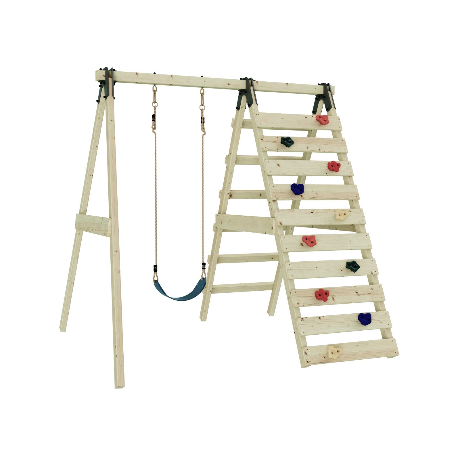 OutdoorToys Schaukelkombination Schaukel Lavendel aus Holz in Marineblau, aus Holz in Marineblau
