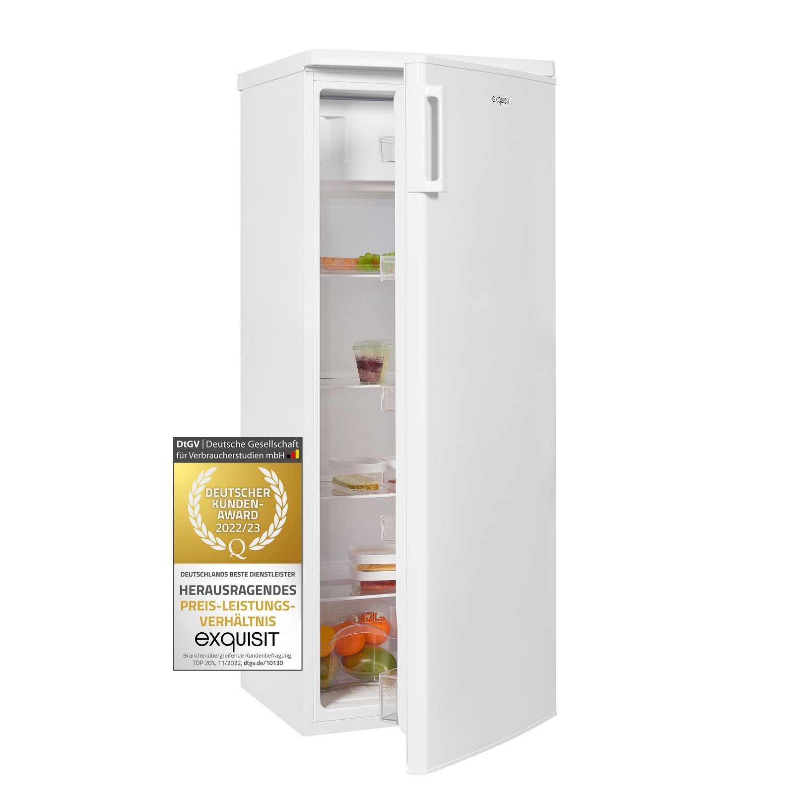exquisit Kühlschrank KS315-3-H-040F, 143 cm hoch, 55 cm breit, XL- Kühlschrank mit 218 Liter Nutzinhalt | Kühlschränke