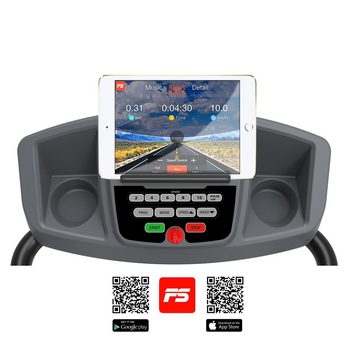 SportTronic Laufband mit Fitness App (Set, Spar-Set, 3-tlg., mit Unterlegmatte), Selbstschmiersystem, klappbar, 1 PS, 10 kmH