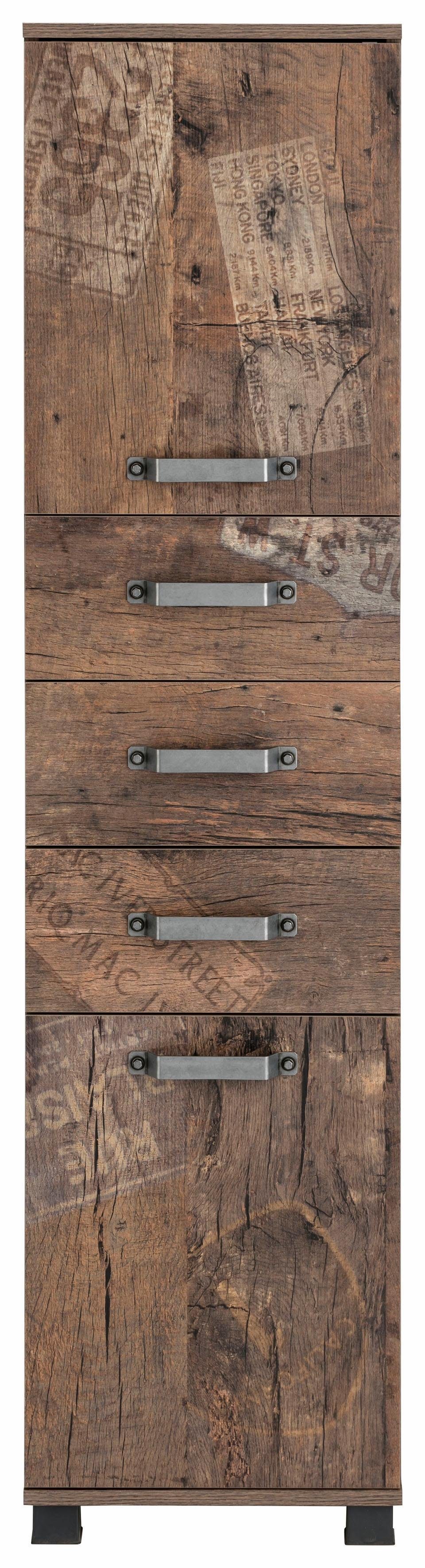 Schildmeyer Hochschrank Milan Türen, mit cm, 2 40,5 Metallgriffen Schubladen Breite 3 