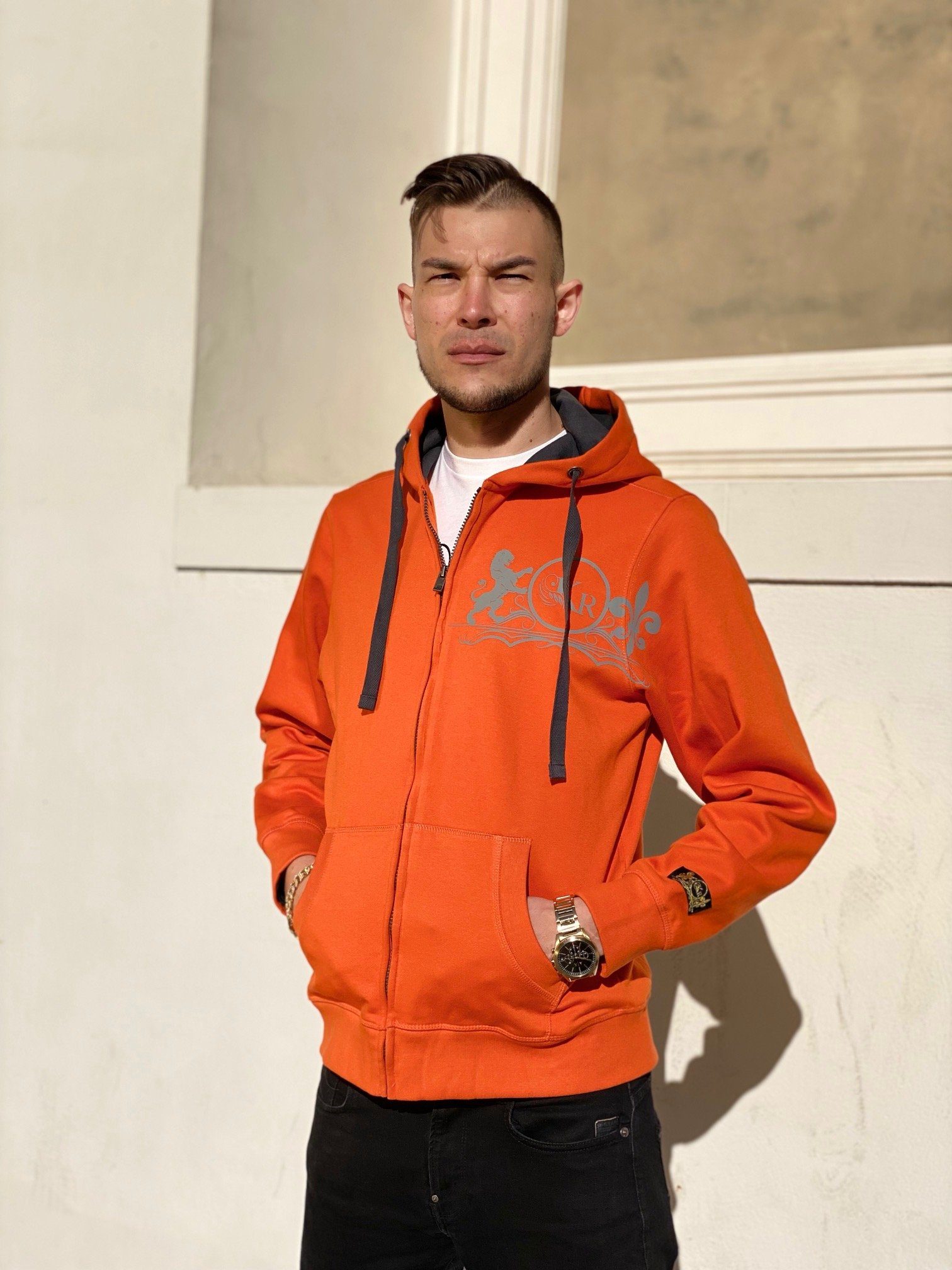 KR-Industries Kapuzensweatjacke KR Orange Jacket (1 Packung, 1 Pack) mit Kapuze