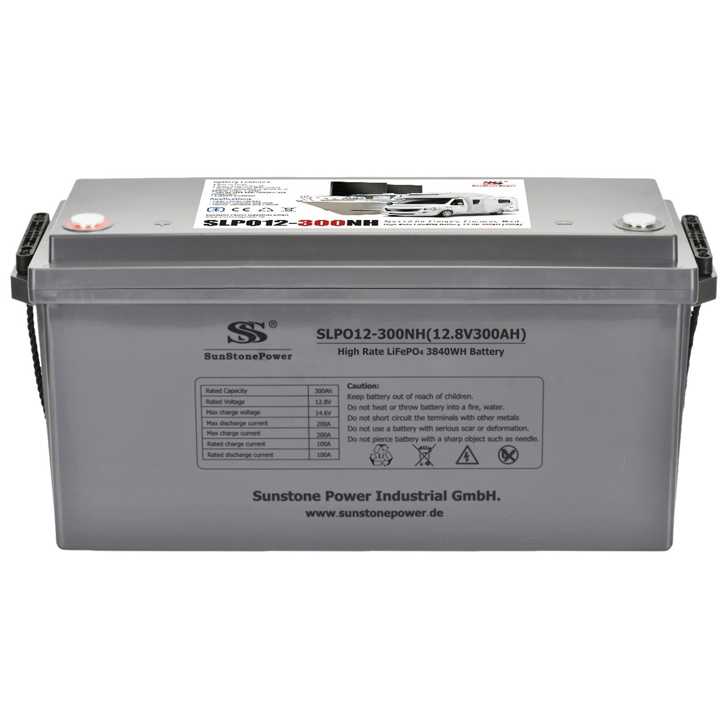Sunstone Power 12V 300Ah High Rate LiFePO4 Batterie 3840Wh Stromspeicher Solarakkus (12 V), Extrem zyklenfest, mit Bluetooth
