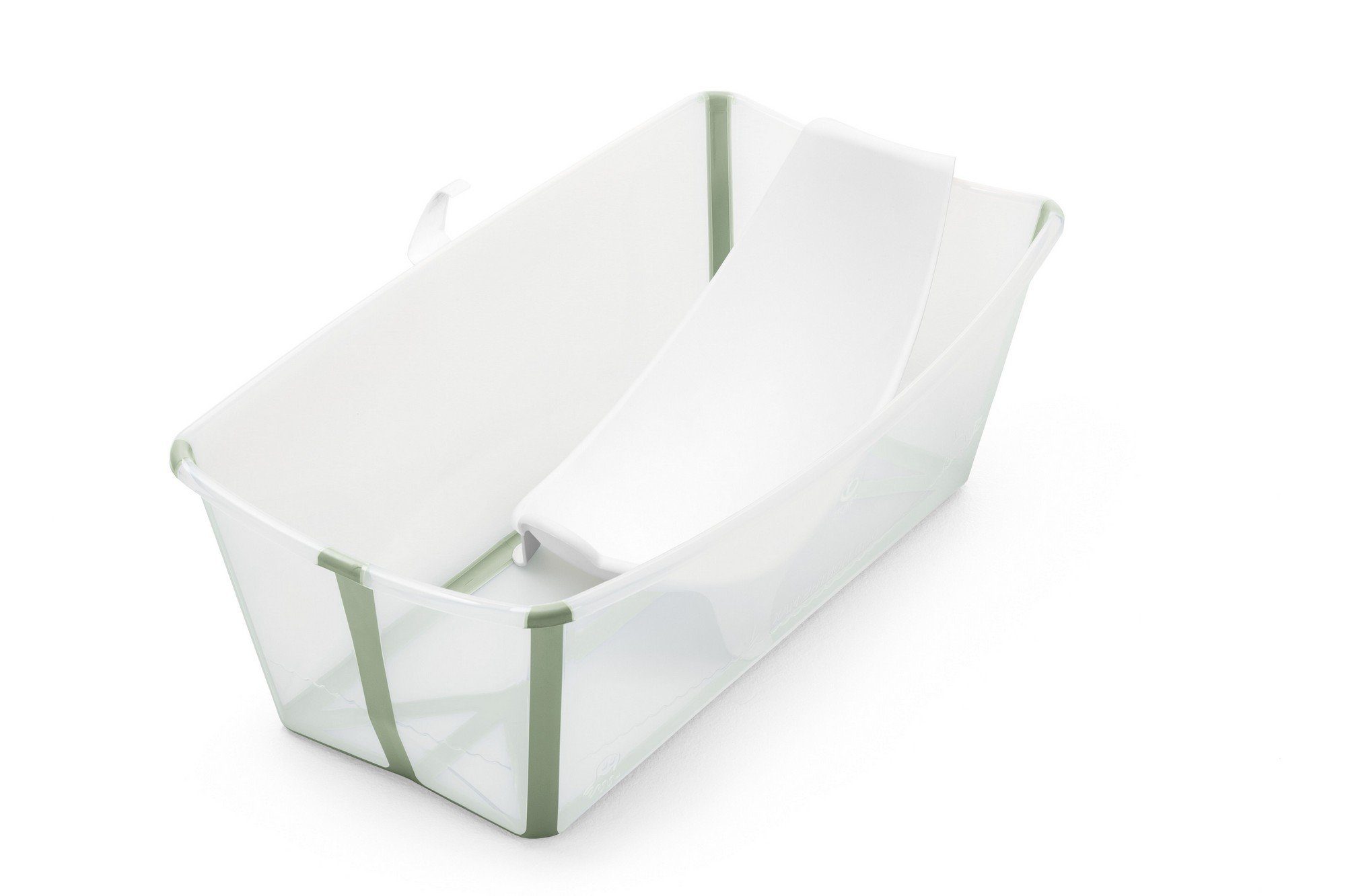 & Green Support Babybadewanne Newborn Bath® Bundle Transparent aus – Badewanne Flexi Stokke Bestehend