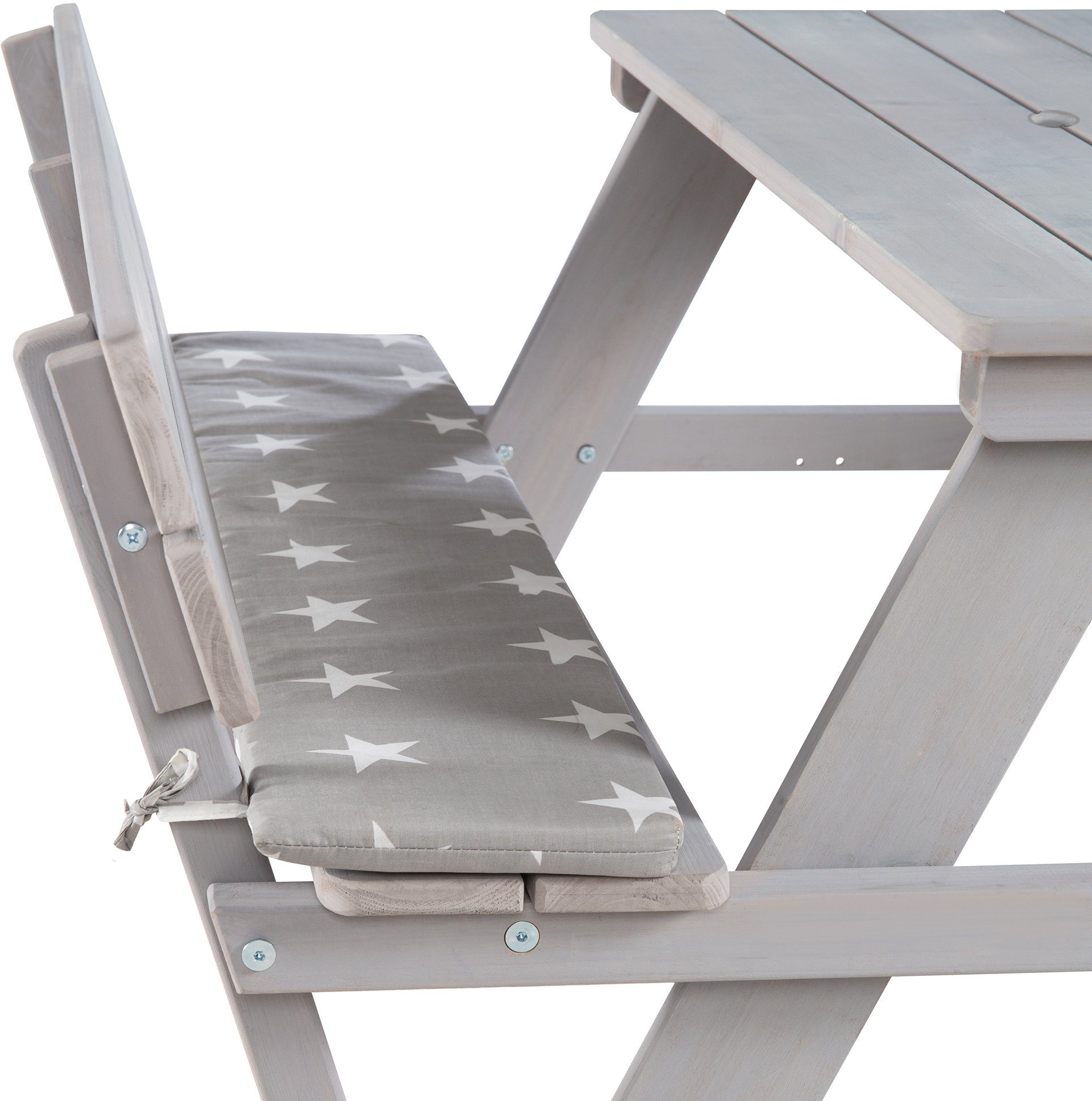 roba® Children's Seating Set Picnic for 4 Outdoor +, Grey, (Set), with backrest; including seat cushions »Little Stars«