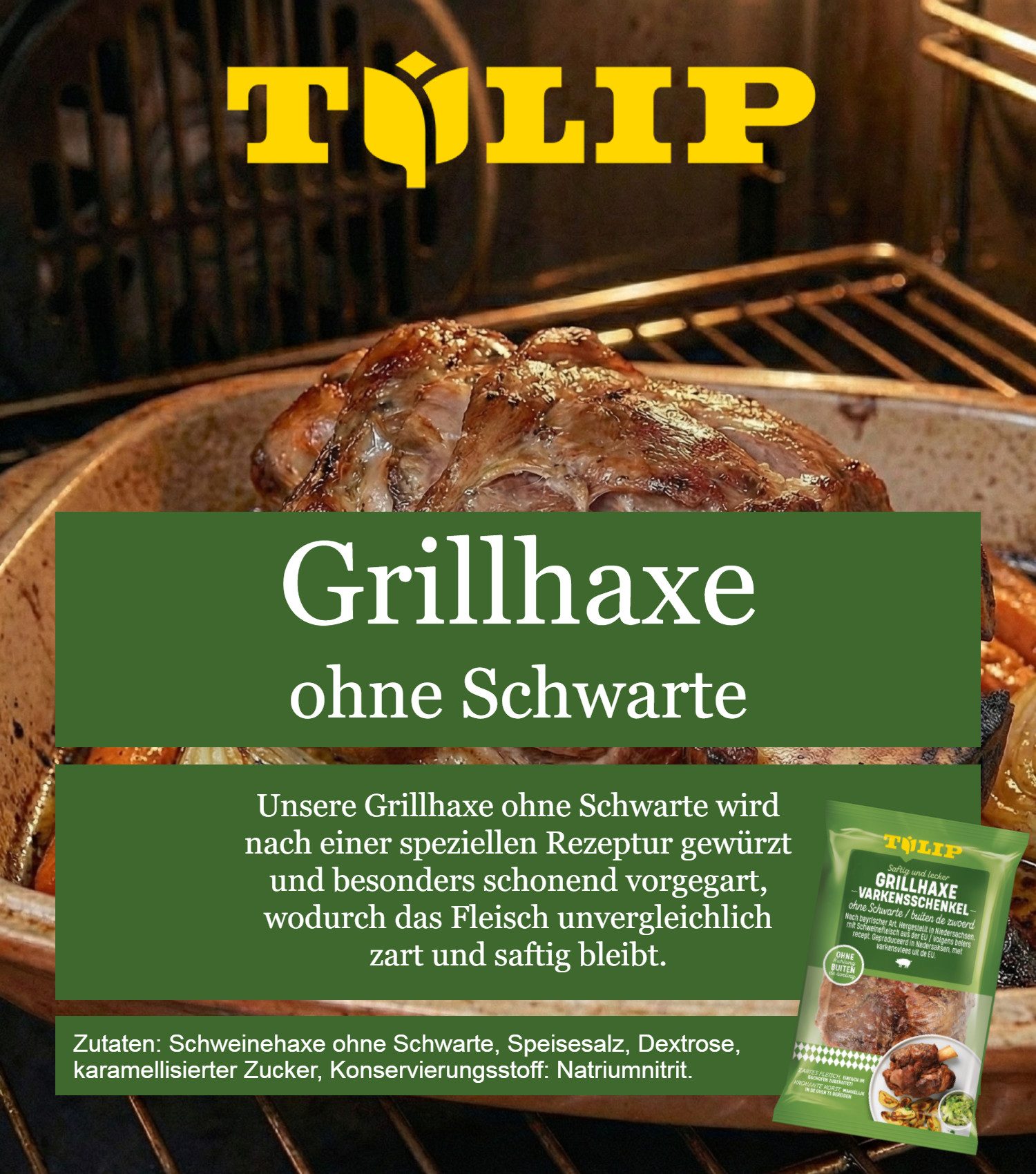 TULIP Wurstkonserve Haxe ohne Schwarte 500g Vakuumverpackt Grillhaxe Backofen Grill Prep, 500 g, 1 St. – Bild 4 von 5