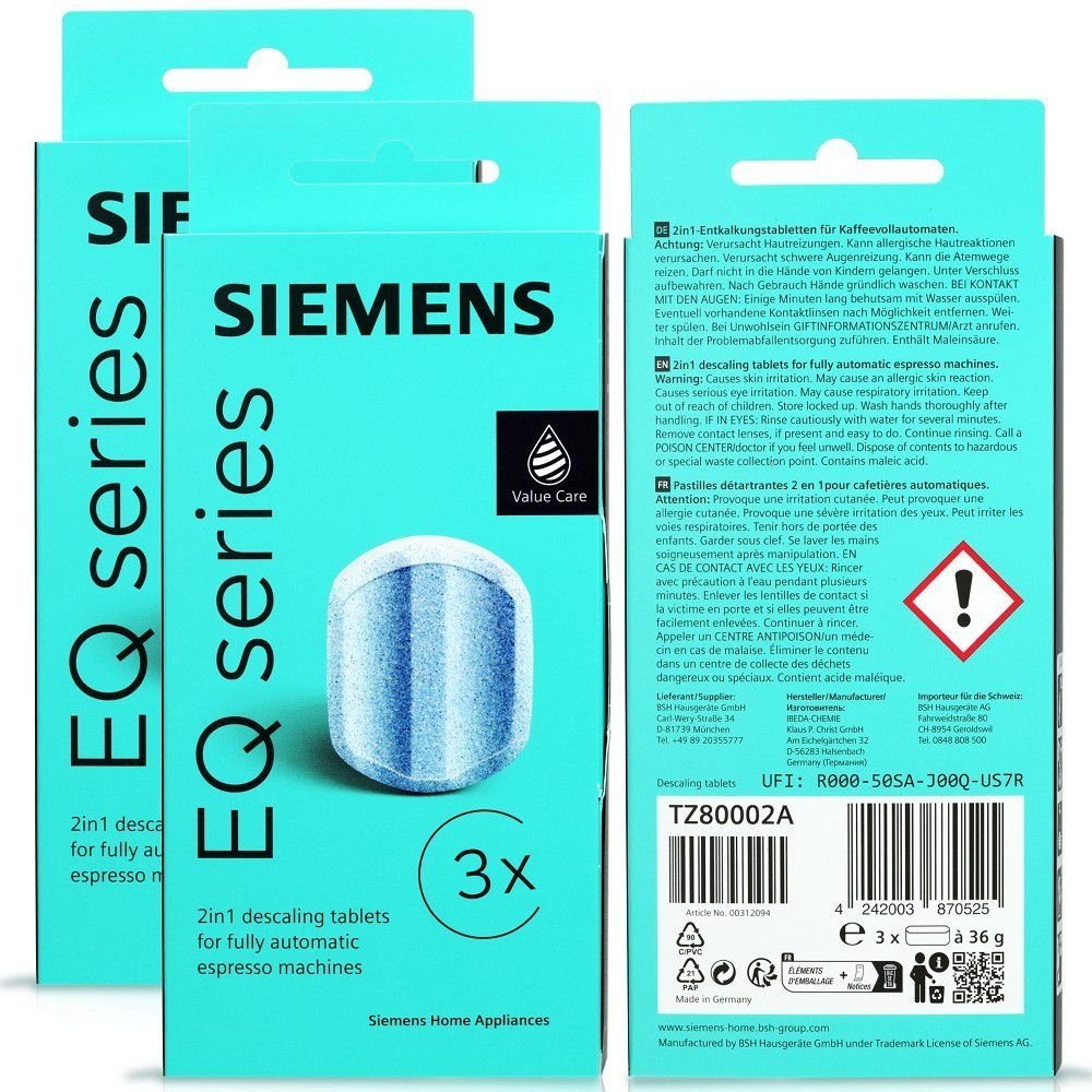 Siemens 3 TZ80002A Entkalkungstabletten St 3, Entkalkungstabletten SIEMENS Set