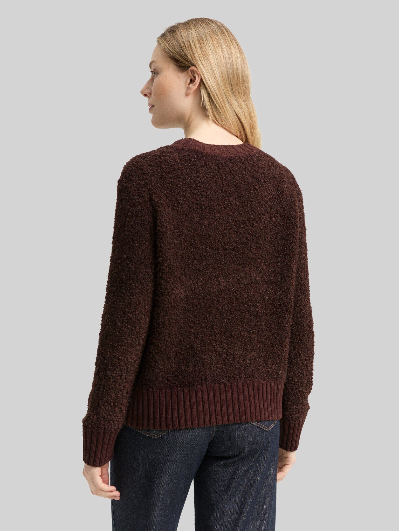 TOM TAILOR Cardigan Pullover & Strickjacken Bouclé Cardigan mit Wollanteil