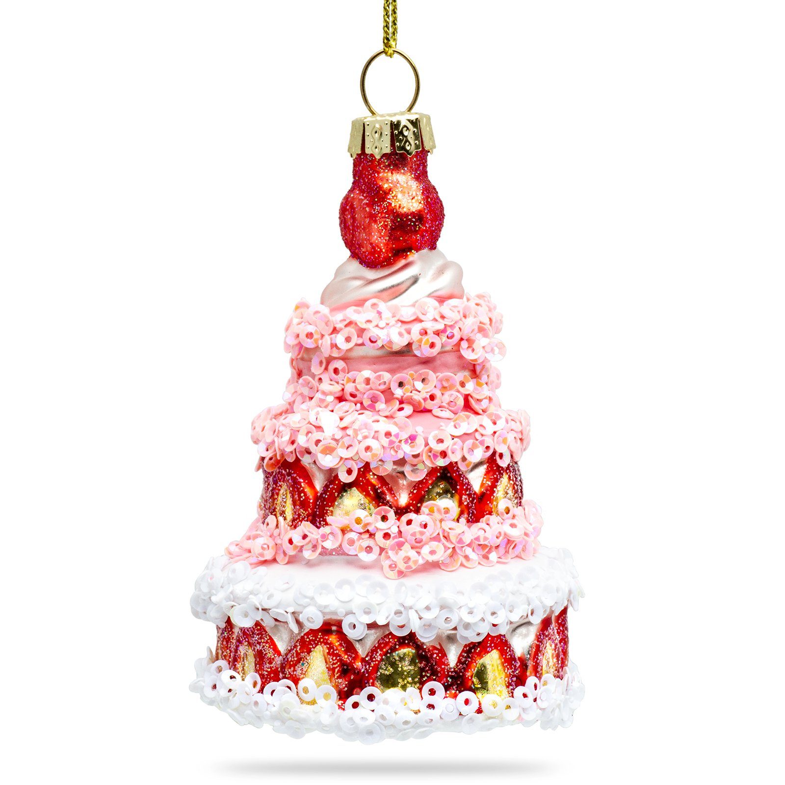 SIKORA Christbaumschmuck SIKORA Anhänger BS467 Torte Christbaumschmuck Weihnachtsbaum Erdbeer Figur Glas