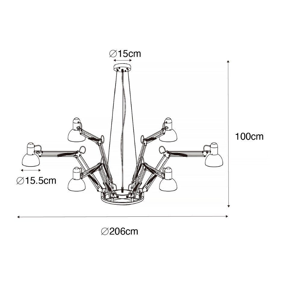 Qazqa Pendelleuchte Hobby spinne, ohne Leuchtmittel, Warmweiß, QAZQA Hängeleuchte, e27, Schwarz, Stahl, Industrie