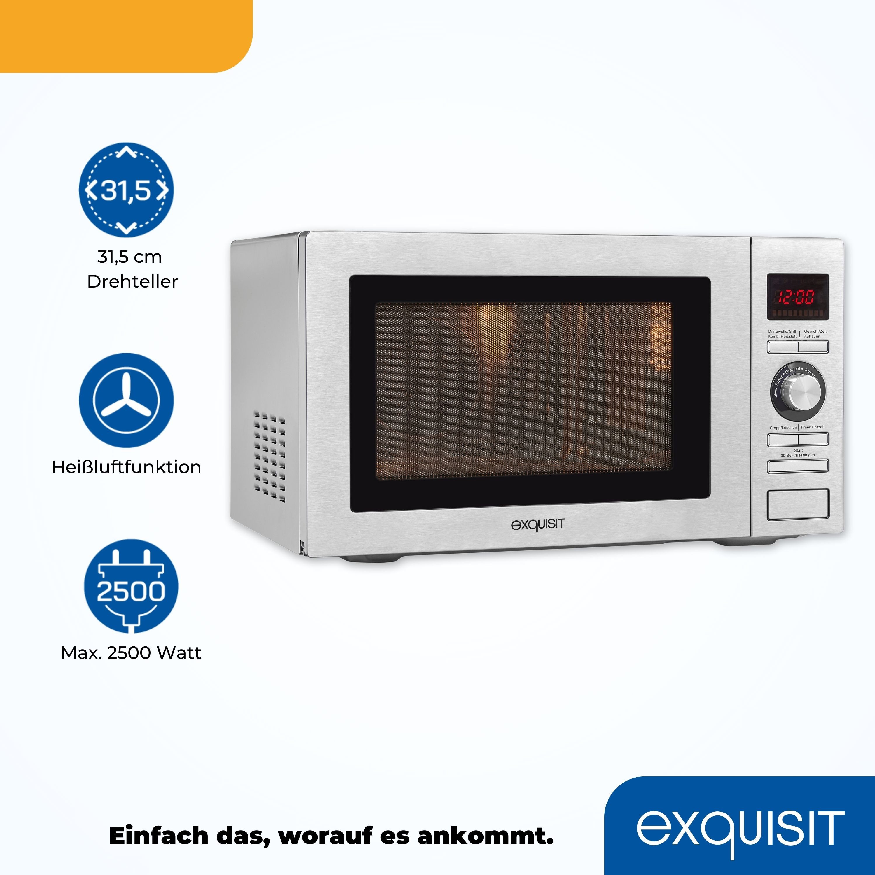 exquisit Mikrowelle, 25,00 l, digitaler Timer, Grill und Heißluft, 10 Automatikprogramme