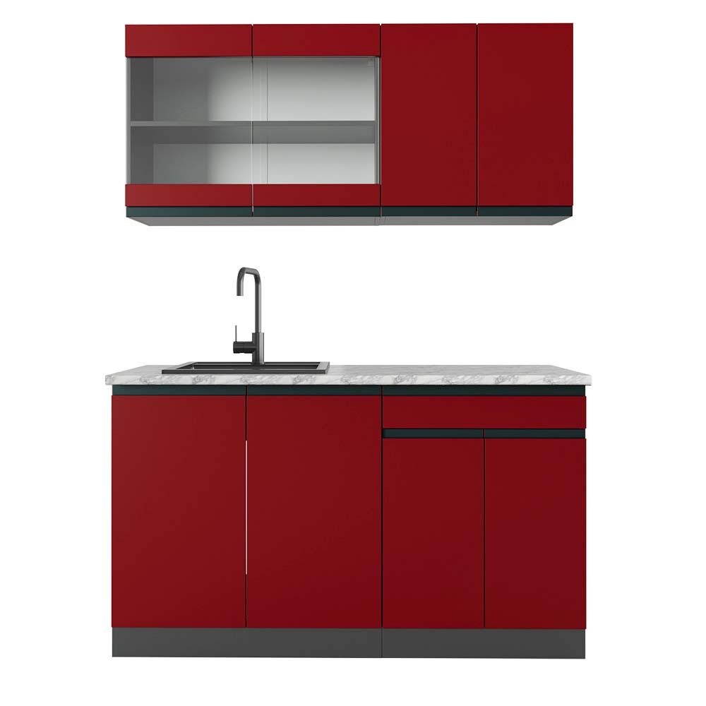 Vicco Küchenzeile R-Line, Rot/Anthrazit, 140 cm, günstig online kaufen