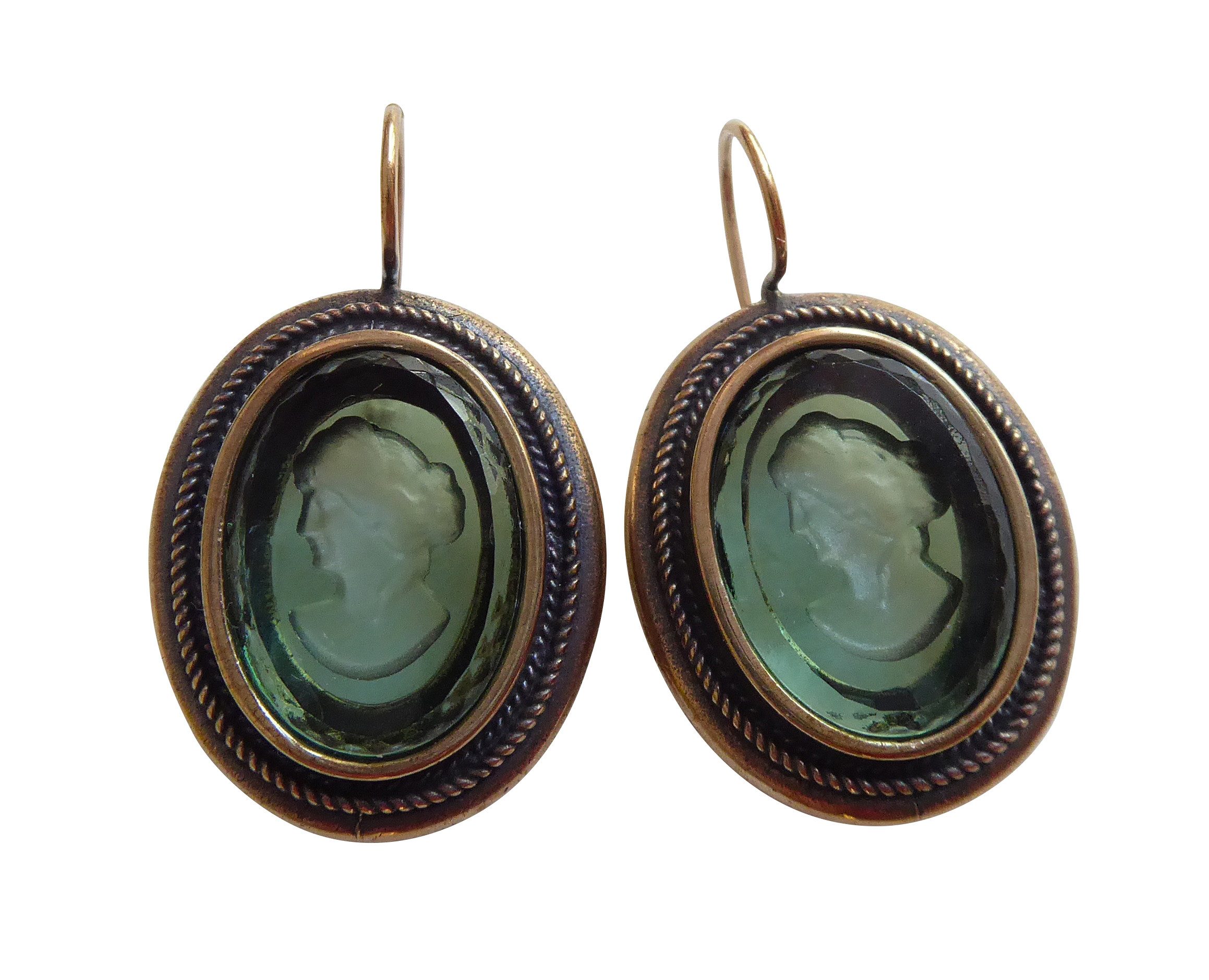 Mugello Paar Ohrhänger Nonna groß turmalin Statement Vintage retro Antik-Look, Handarbeit Designer EXTASIA mit Gemmen aus böhmischem Glas