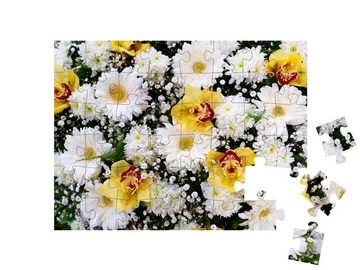 puzzleYOU Puzzle Prächtiger Blumenstrauß aus Rosen und Orchideen, 48 Puzzleteile, puzzleYOU-Kollektionen Flora, Blumen