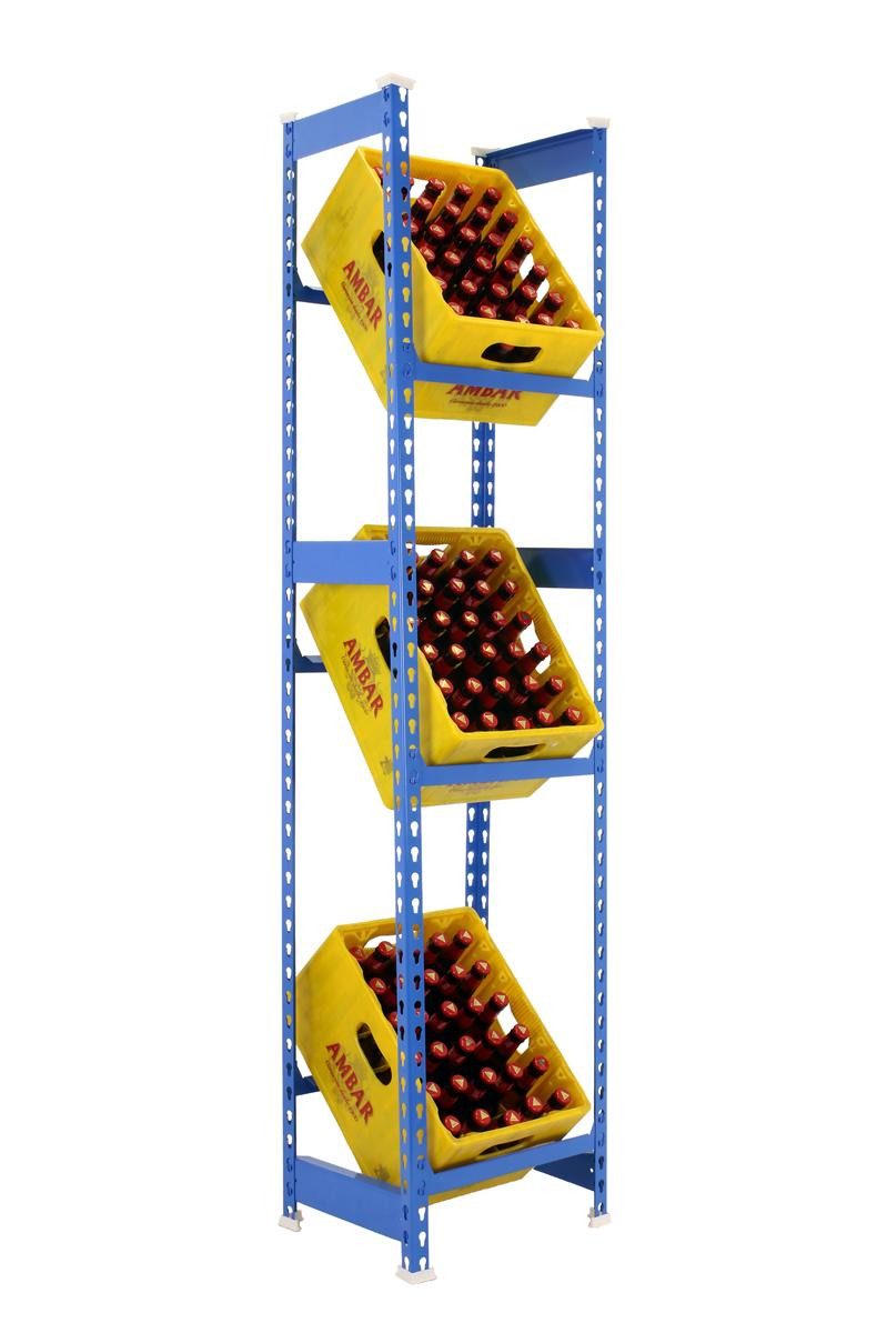 Simon Rack Flaschenregal Getränkekistenregal SIMONBOTTLE HxBxT 180x40-100x30cm Kastenregal, Hochwertiges Getränkekistenregal für Küche Garage Keller Kastenregal