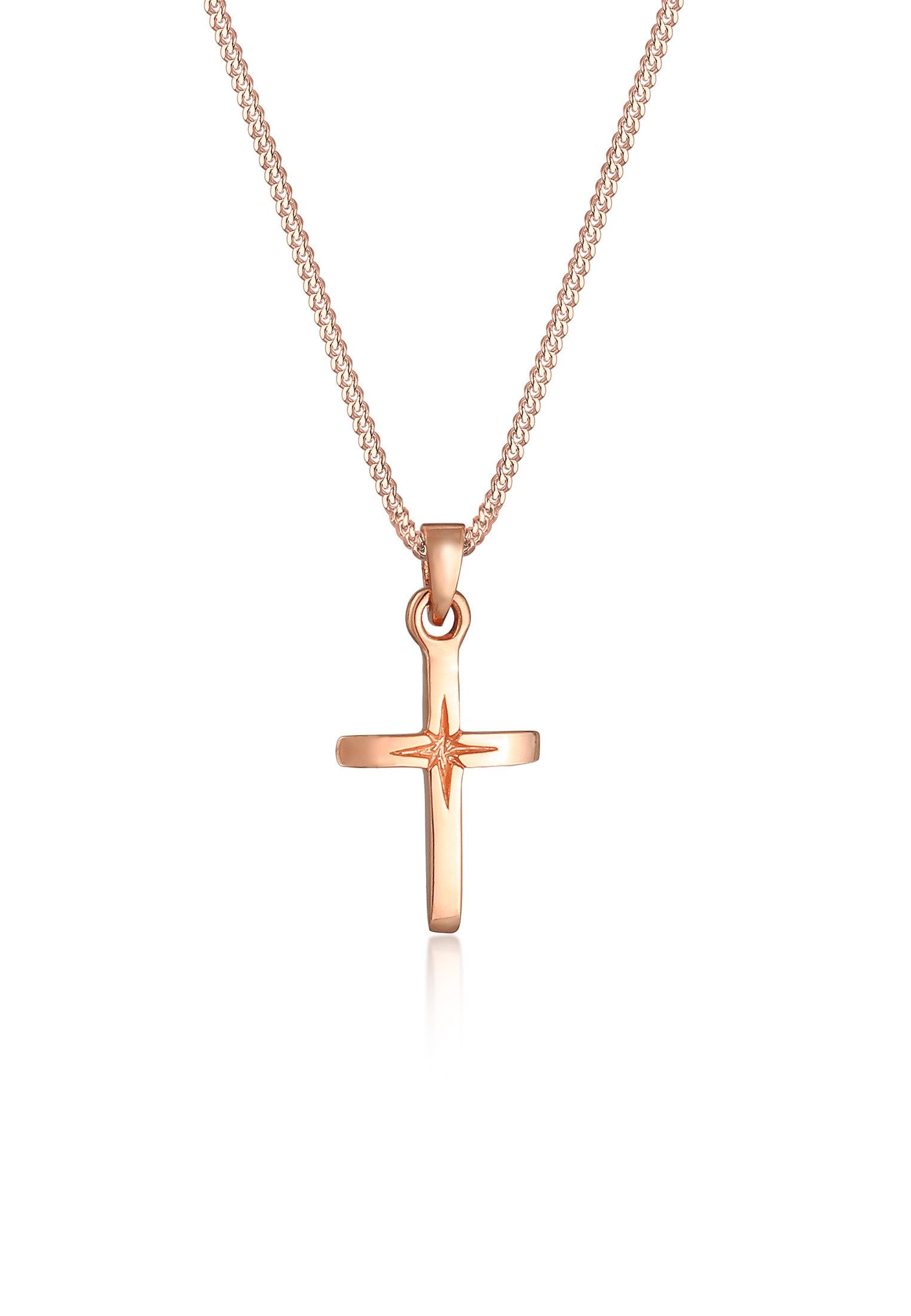 Elli Kette mit Anhänger Kreuz Anhänger Klassik Kommunion 925 Silber, Kreuz