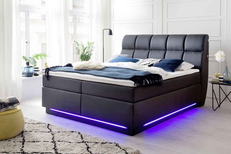 meise.möbel Boxspringbett, mit LED-Beleuchtung, USB-Anschlüsse und Topper
