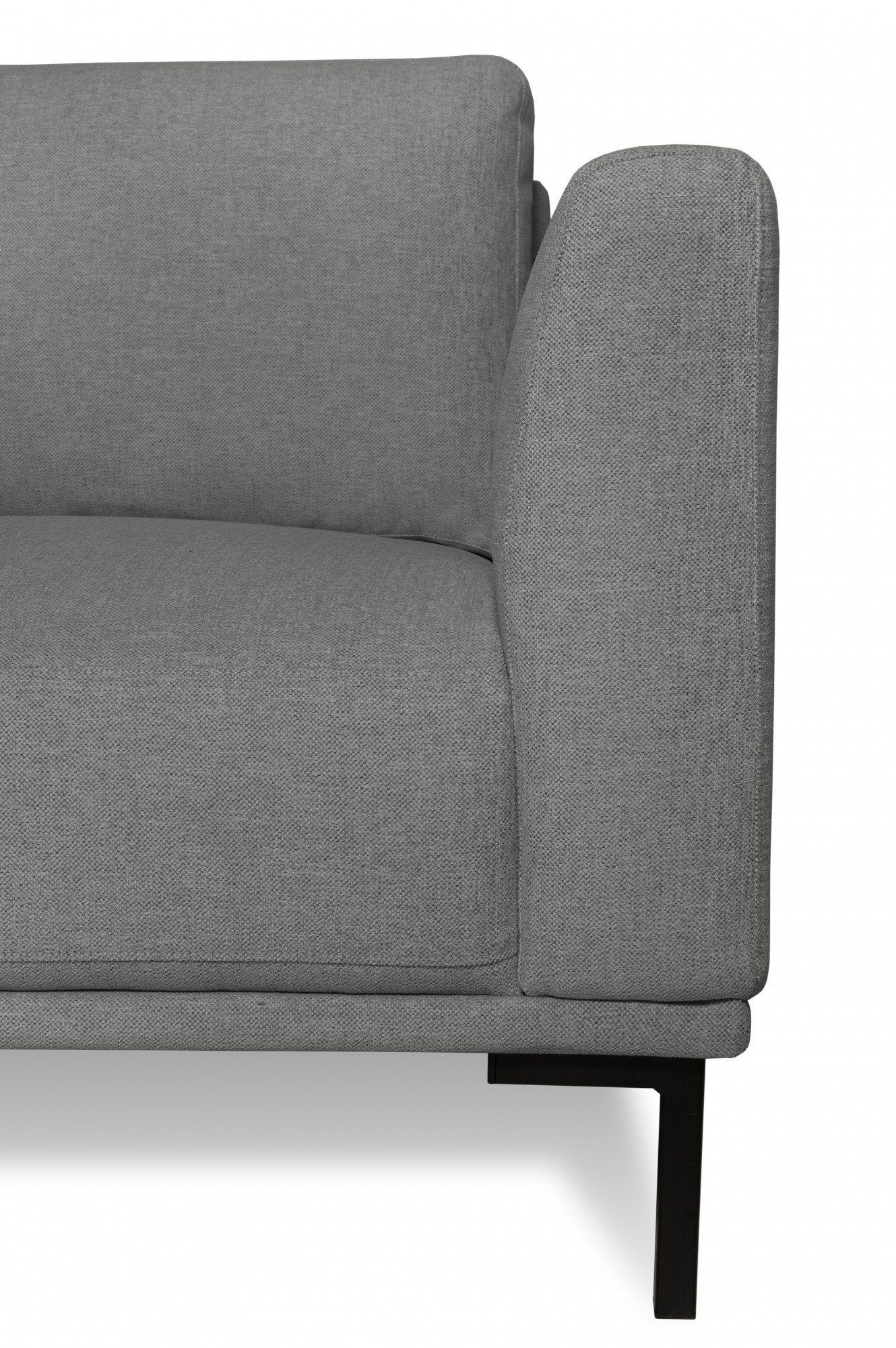 abgerundeter mit weichem in andas Nollund, Chenille-Stoff Ecksofa Recamiere, grey