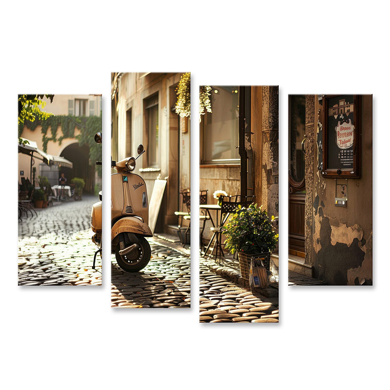 islandburner Leinwandbild, Vespa in einer malerischen europäischen Gasse