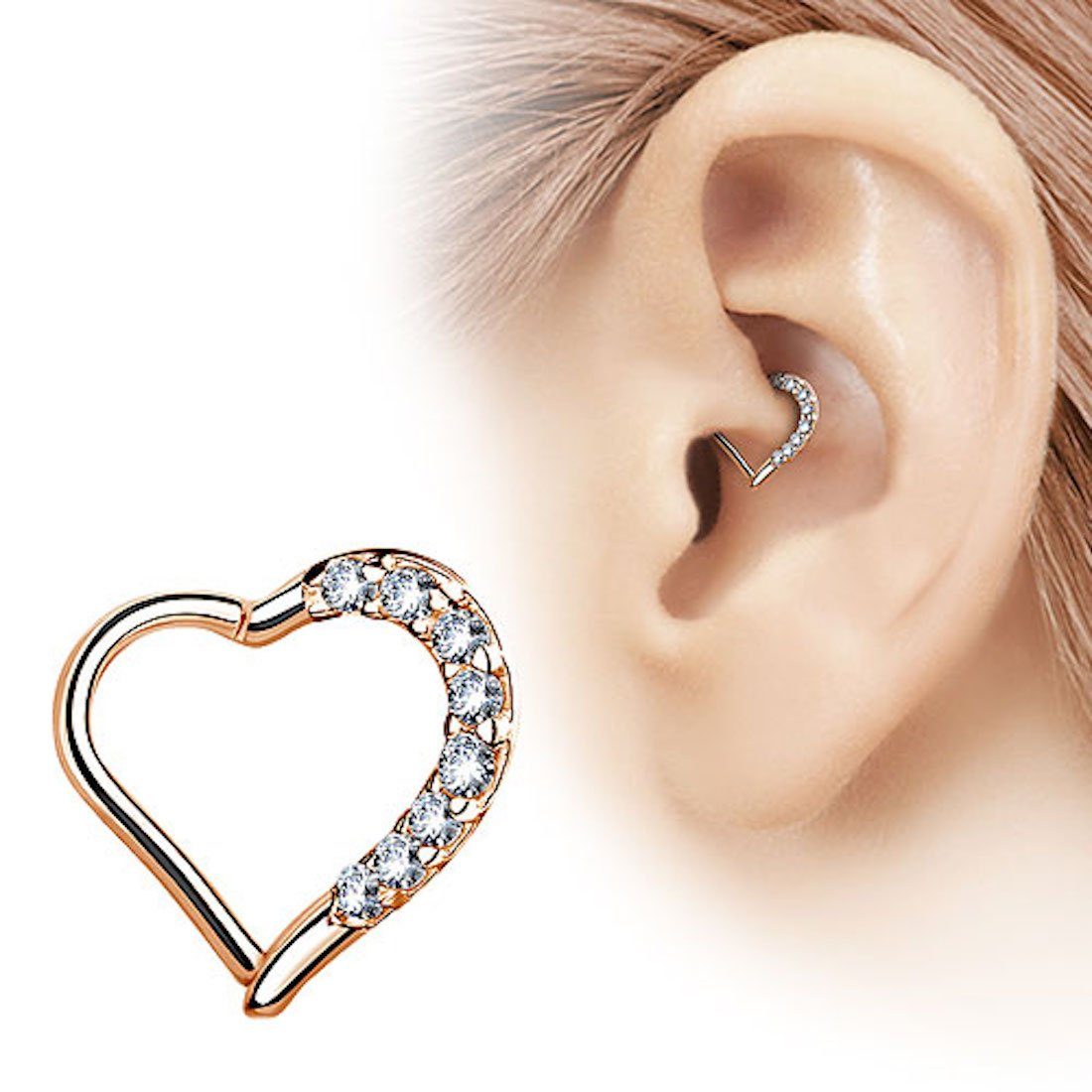 Taffstyle Nasenpiercing Piercing Knorpel Helix Ring Scharnier Clicker, Herz Kristall GLitzer Septum Tragus Nase Lippe Nasenpiercing Knorpel