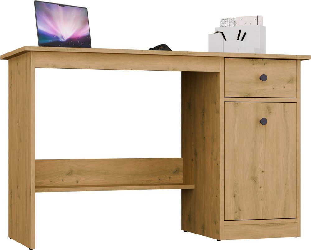 Raumhirsch Furniture Schreibtisch Computertisch, Bürotisch, Lerntisch, Arbeitstisch (Maße 120 x 45 x 75 (H) cm, Schublade, Schrank), Rollenführungen, Ergonomisches Design