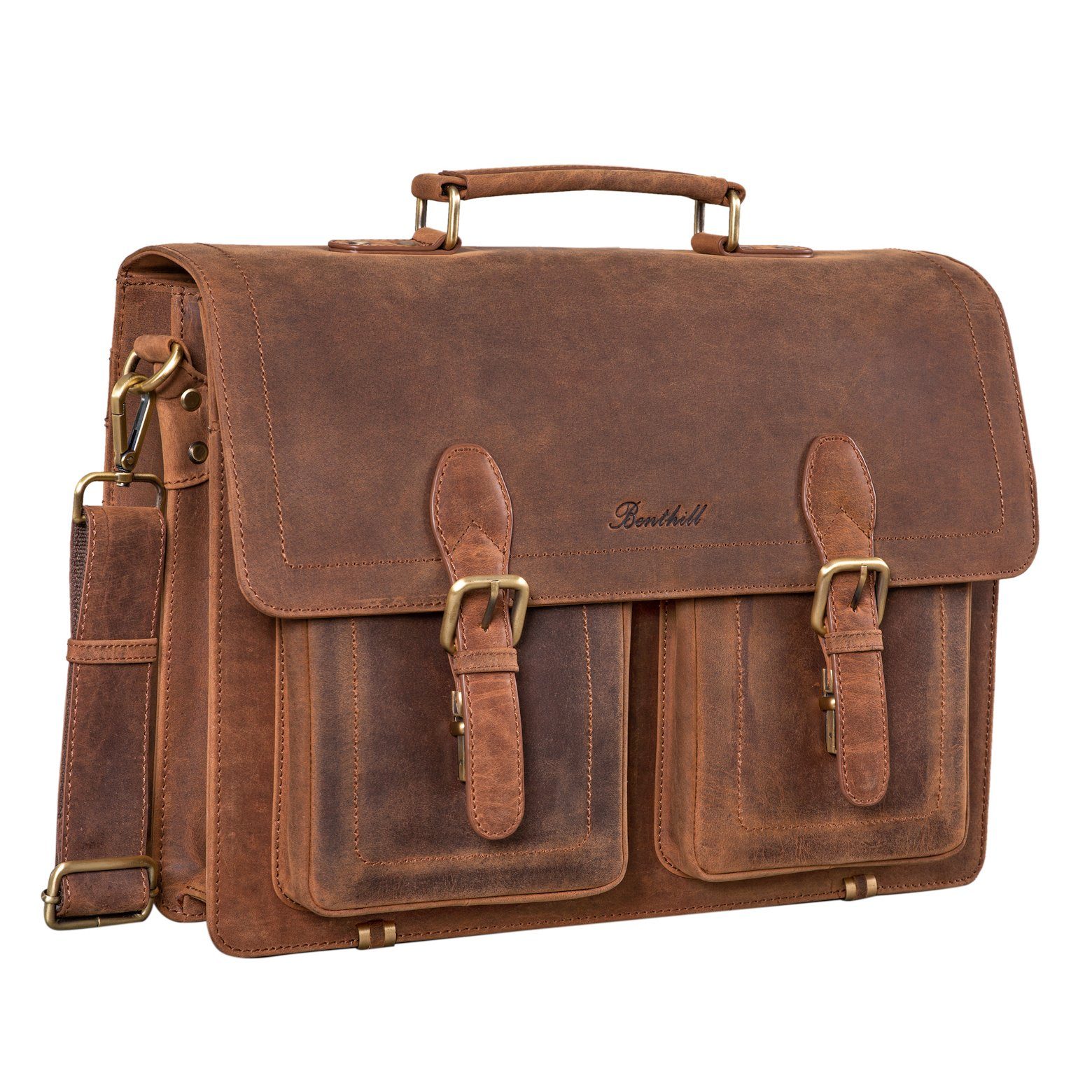Benthill Aktentasche Echt Leder Laptoptasche Notebooktasche Umhängetasche L günstig online kaufen
