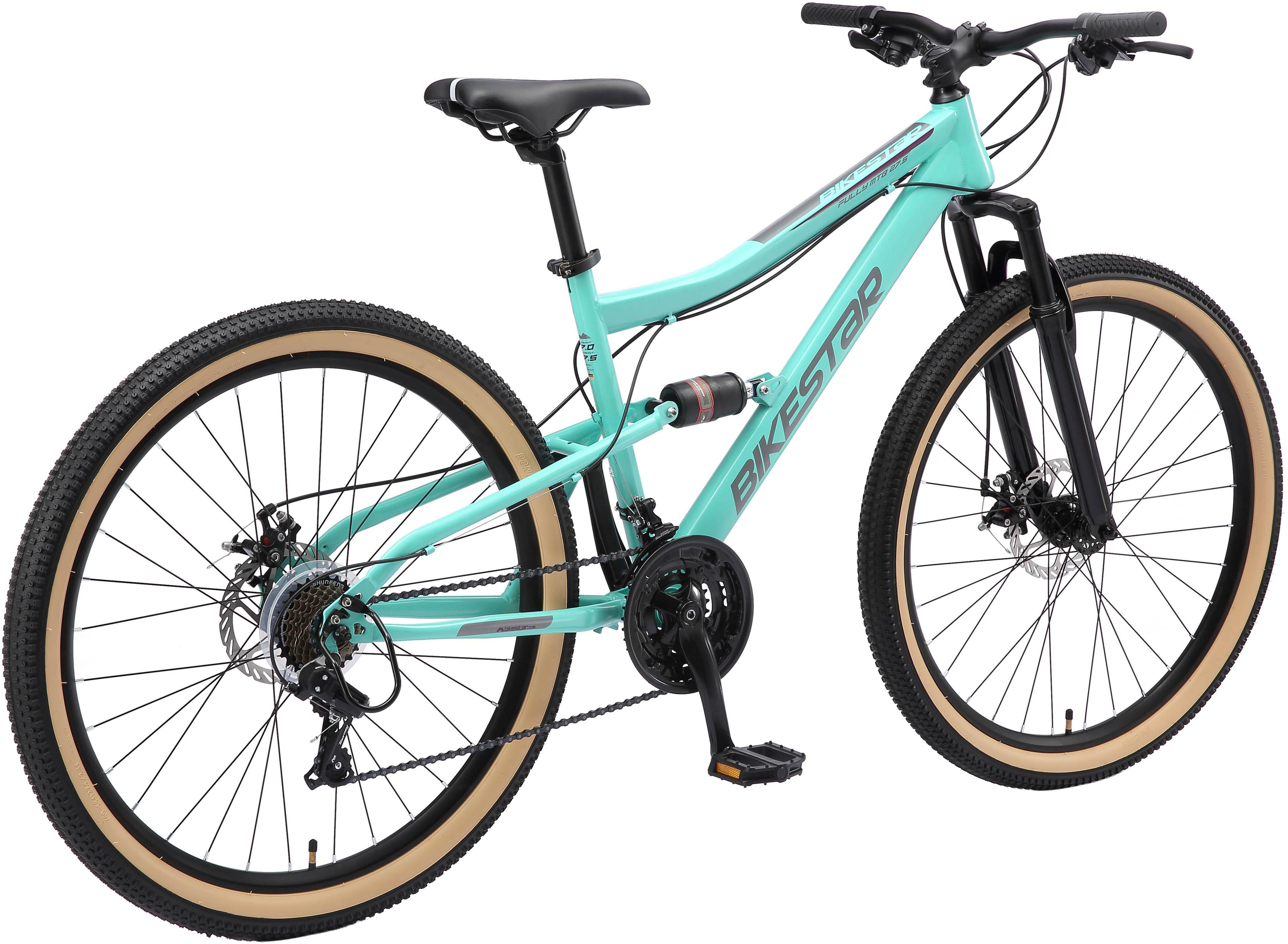 Bikestar Mountainbike, 21 Gang Shimano RD-TY300 Schaltwerk, Kettenschaltung, für Damen und Herren, Kettenschaltung